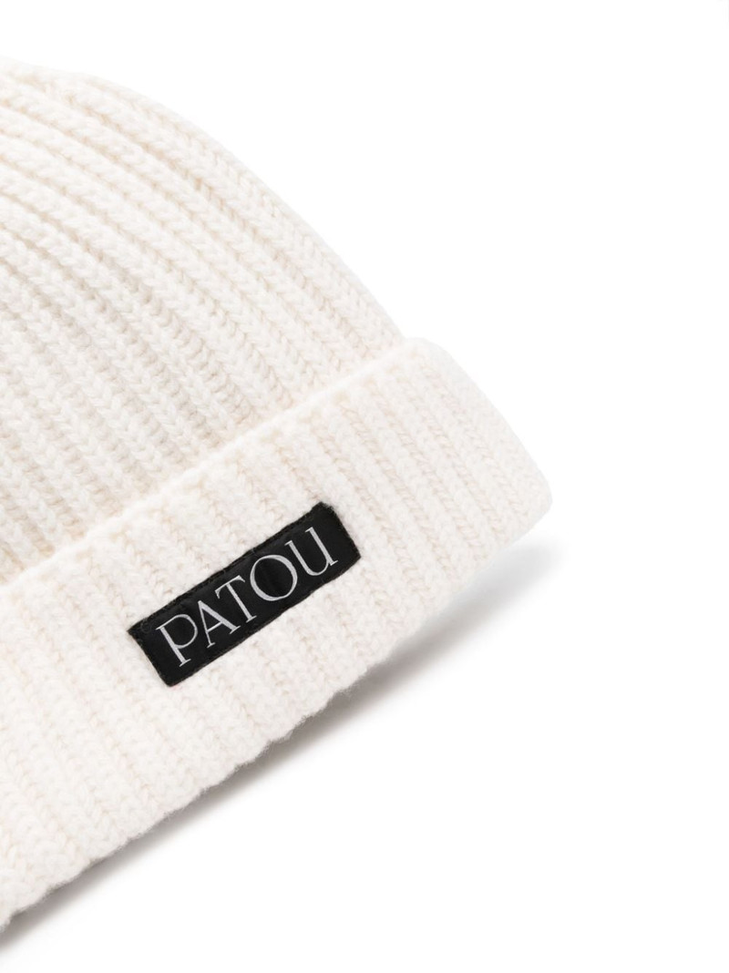 PATOU logo-patch ribbed beanie outlook
