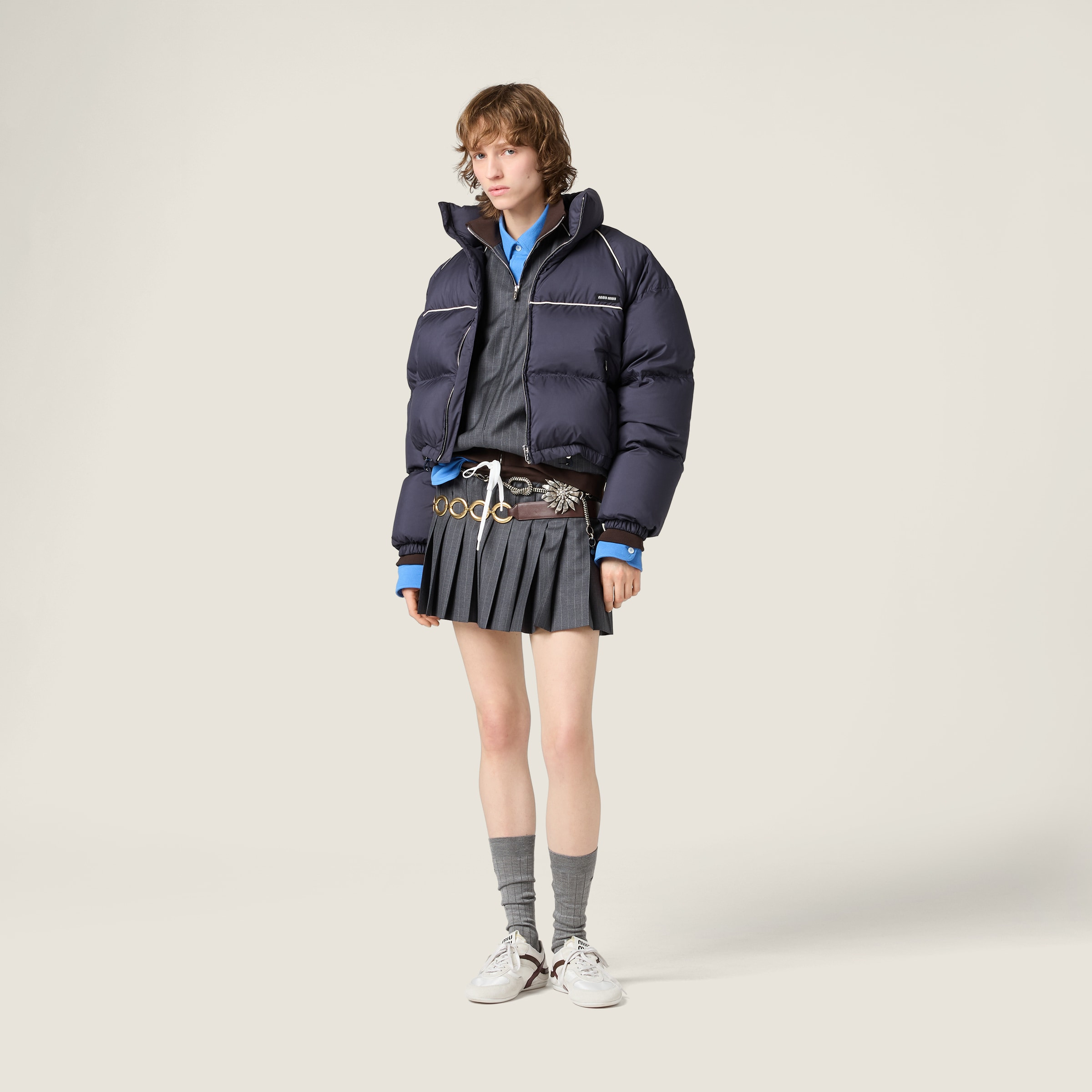 Technical pongé down jacket - 2