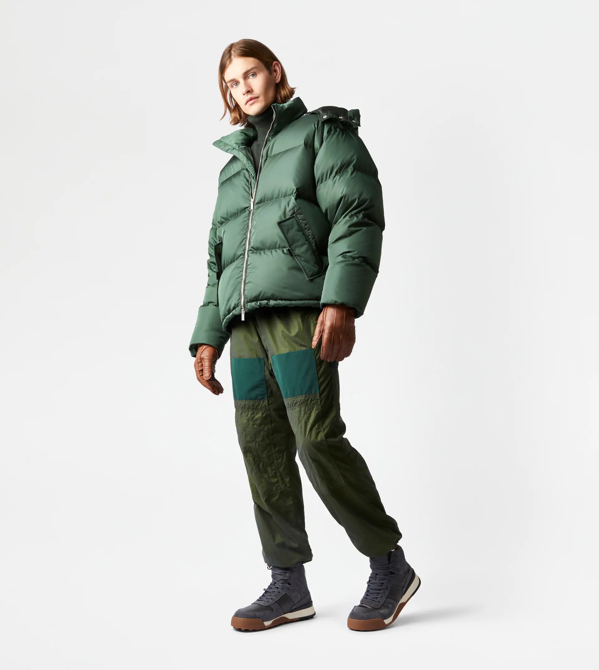 HOODED DOWN JACKET - GREEN - 4