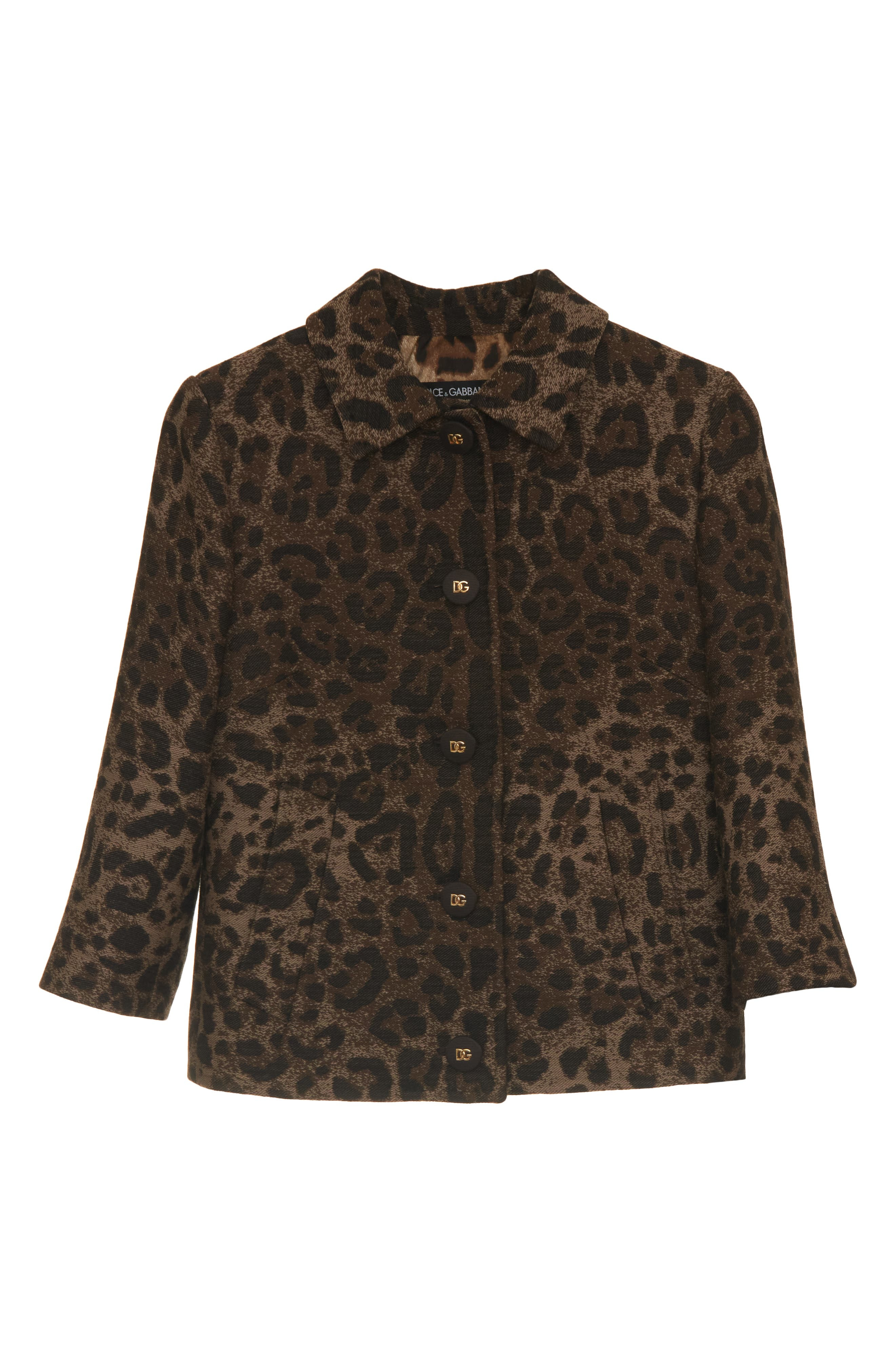 Leopard Print Jacquard Crop Jacket - 6