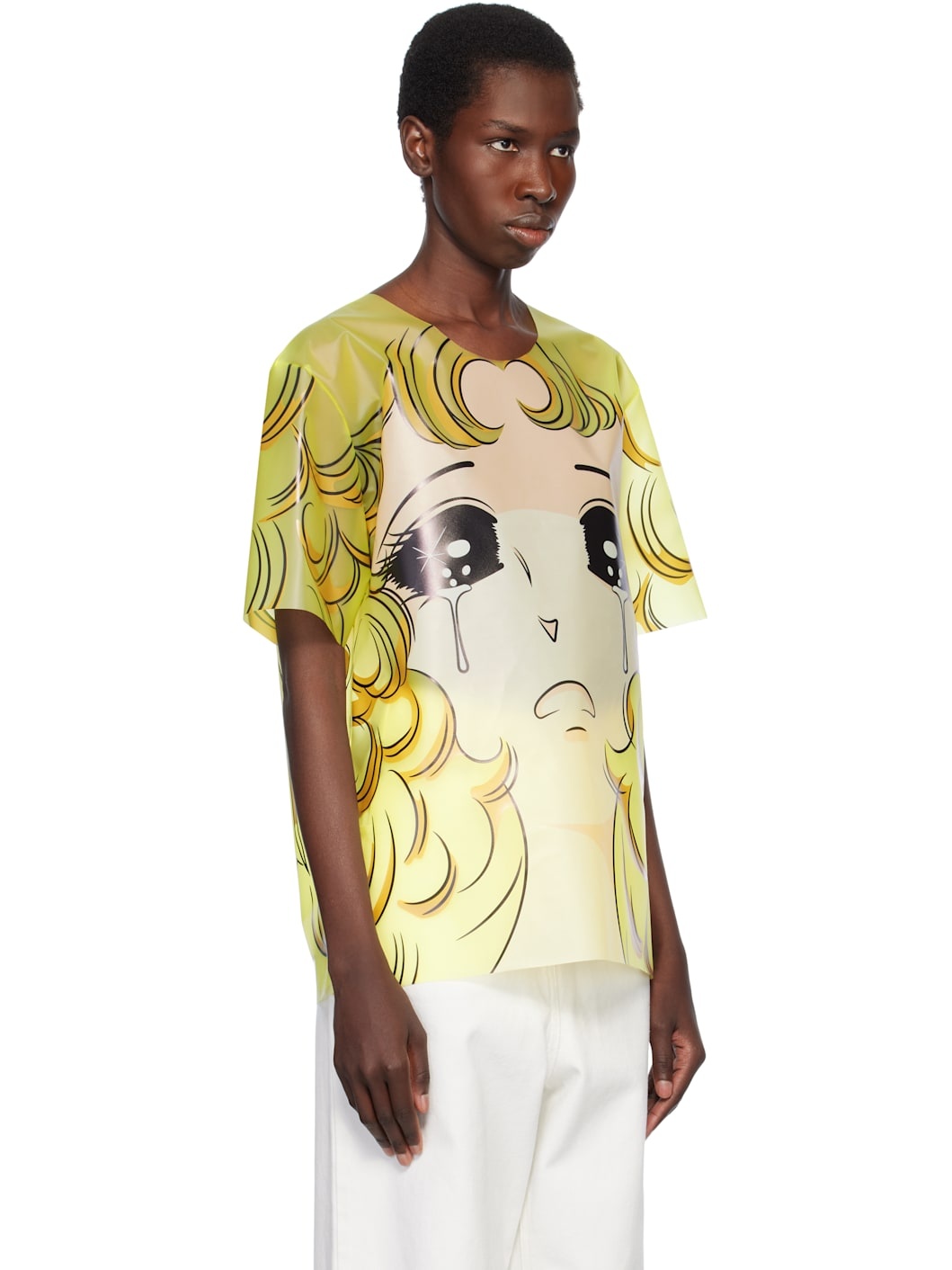 Yellow Crying Girl Oversized Vinyl T-shirt - 2
