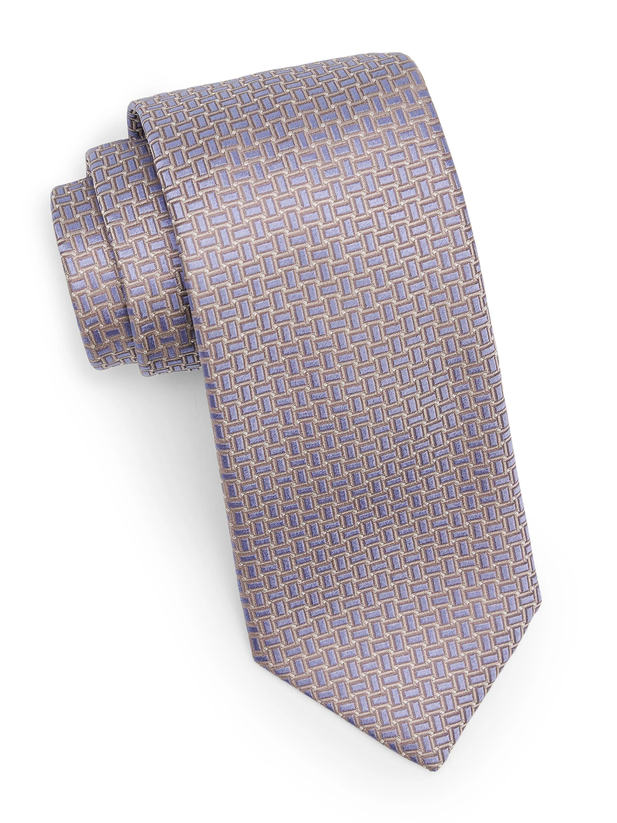 Men's Geometric Silk Tie - Purple - 1