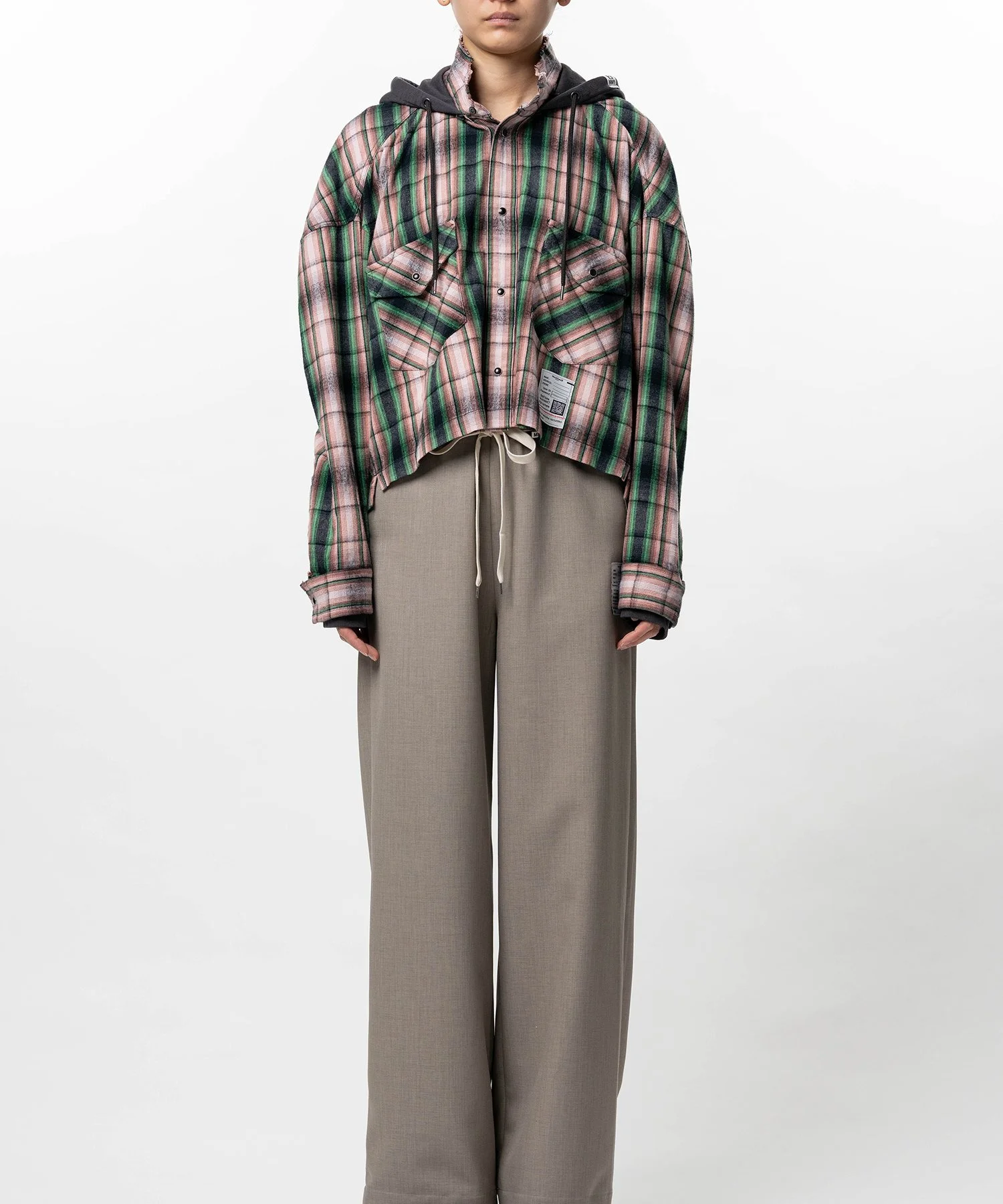 Hoodie Combine Checkered Shirt - 1