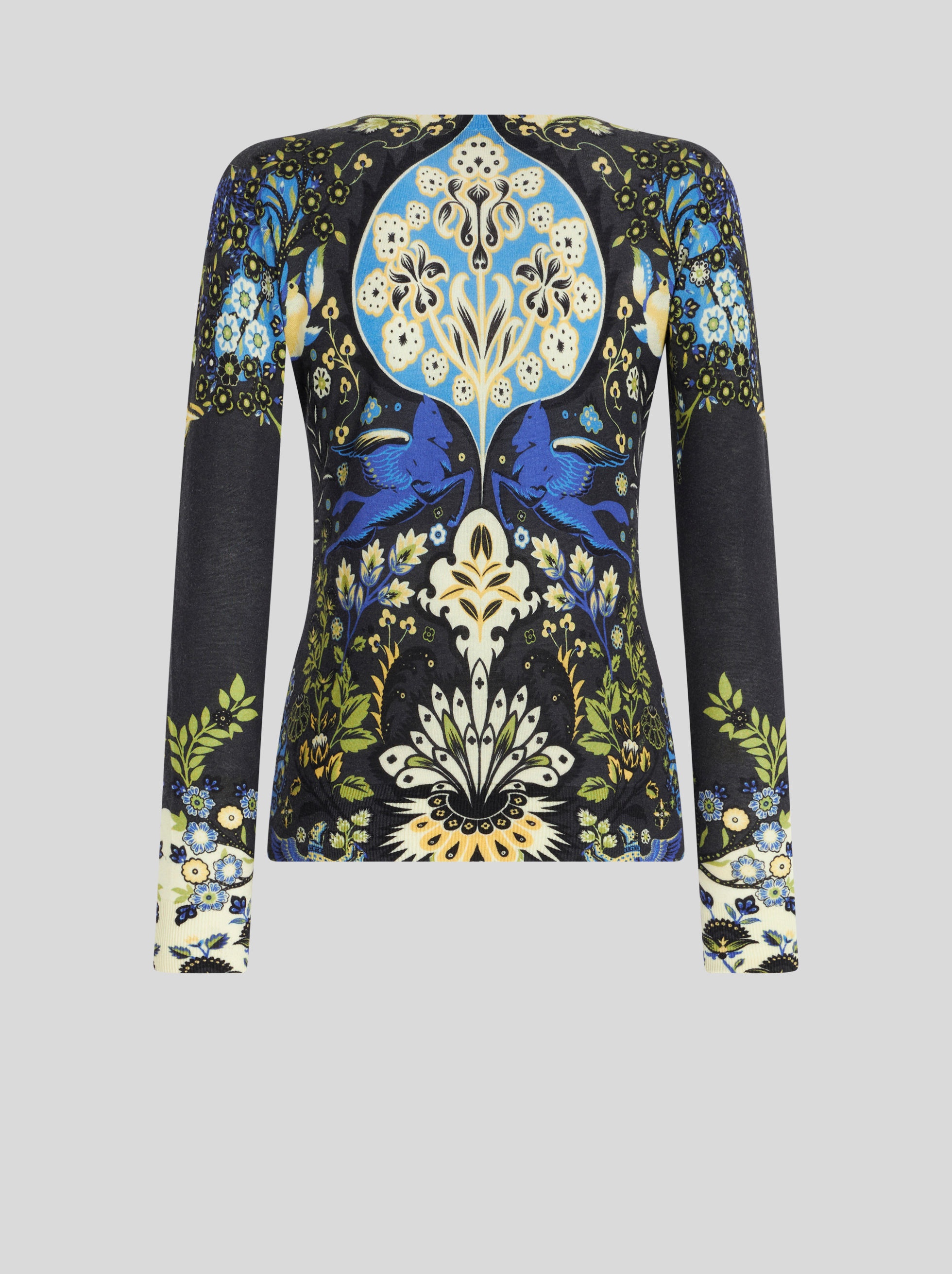 SILK AND CASHMERE ROUND NECK JUMPER WITH PRINT - 2
