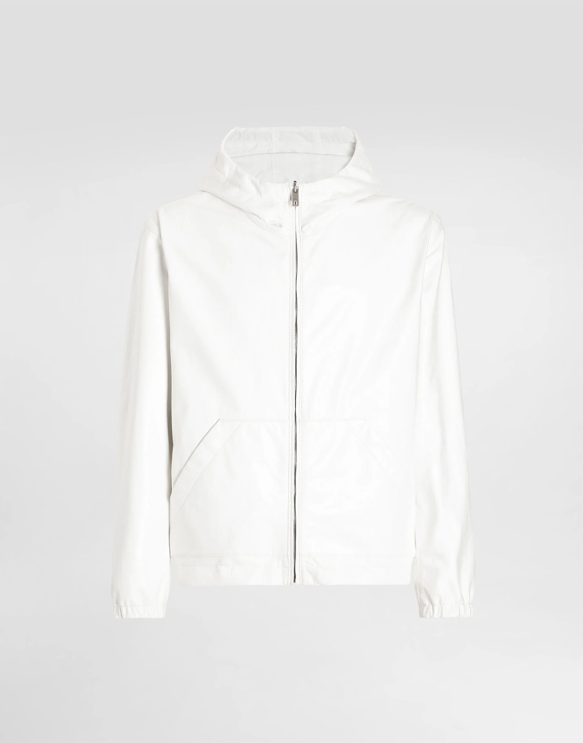 Leather and fabric jacket with reversible hood - 1