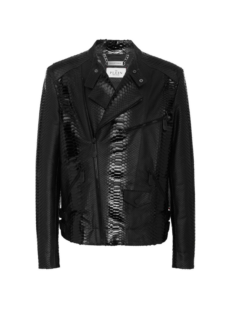 python leather biker jacket 1