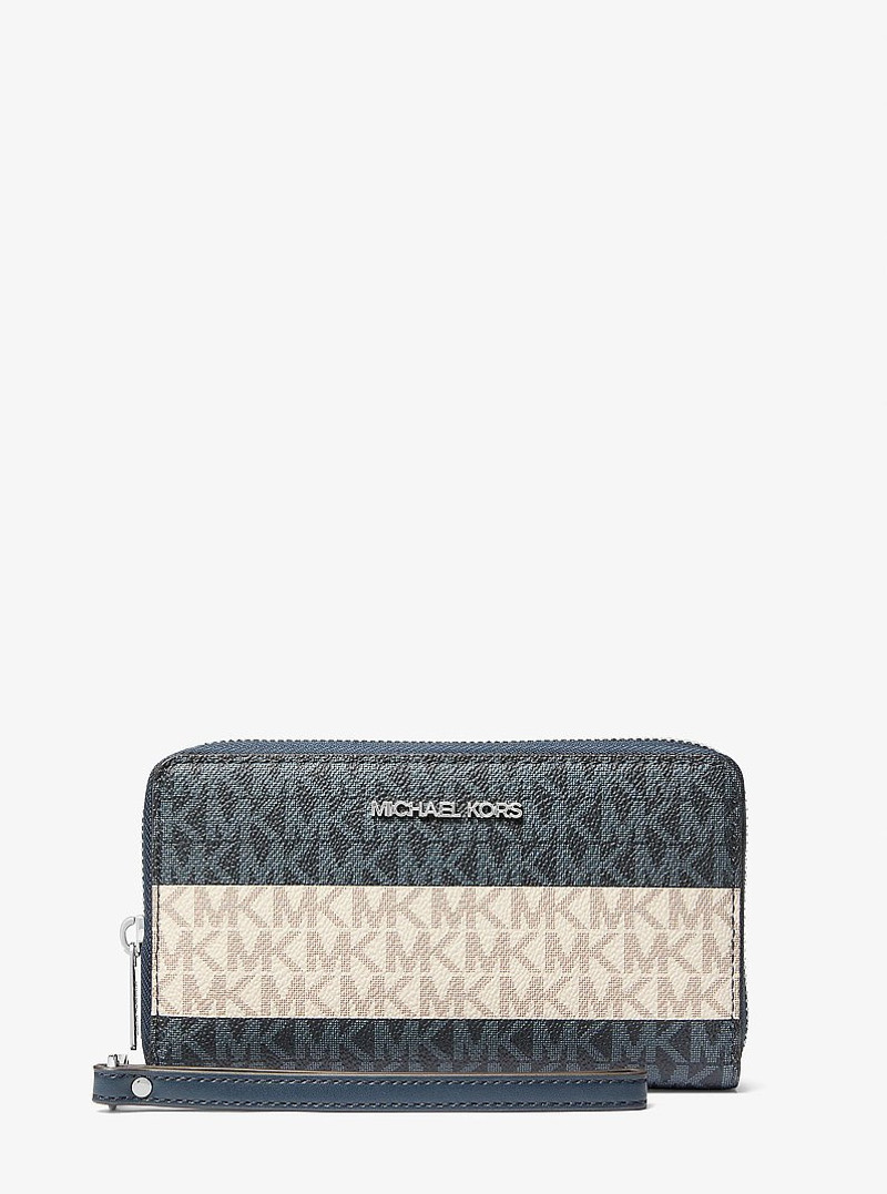 Jet Set Travel Large Striped Signature Logo Smartphone Wallet 1