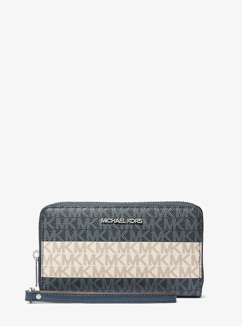 Jet Set Travel Large Striped Signature Logo Smartphone Wallet - 1