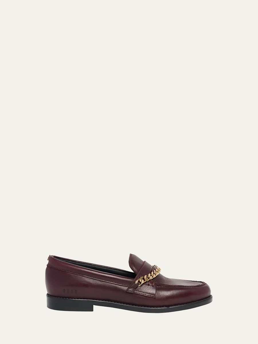 Jerry Chain Leather Penny Loafers - 1