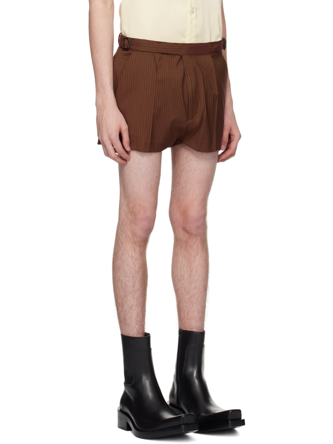 Brown Double Buckle Shorts - 2