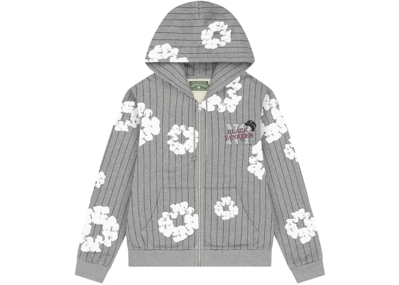 Denim Tears Pinstripe Wreath Zip Hoodie Grey - 1