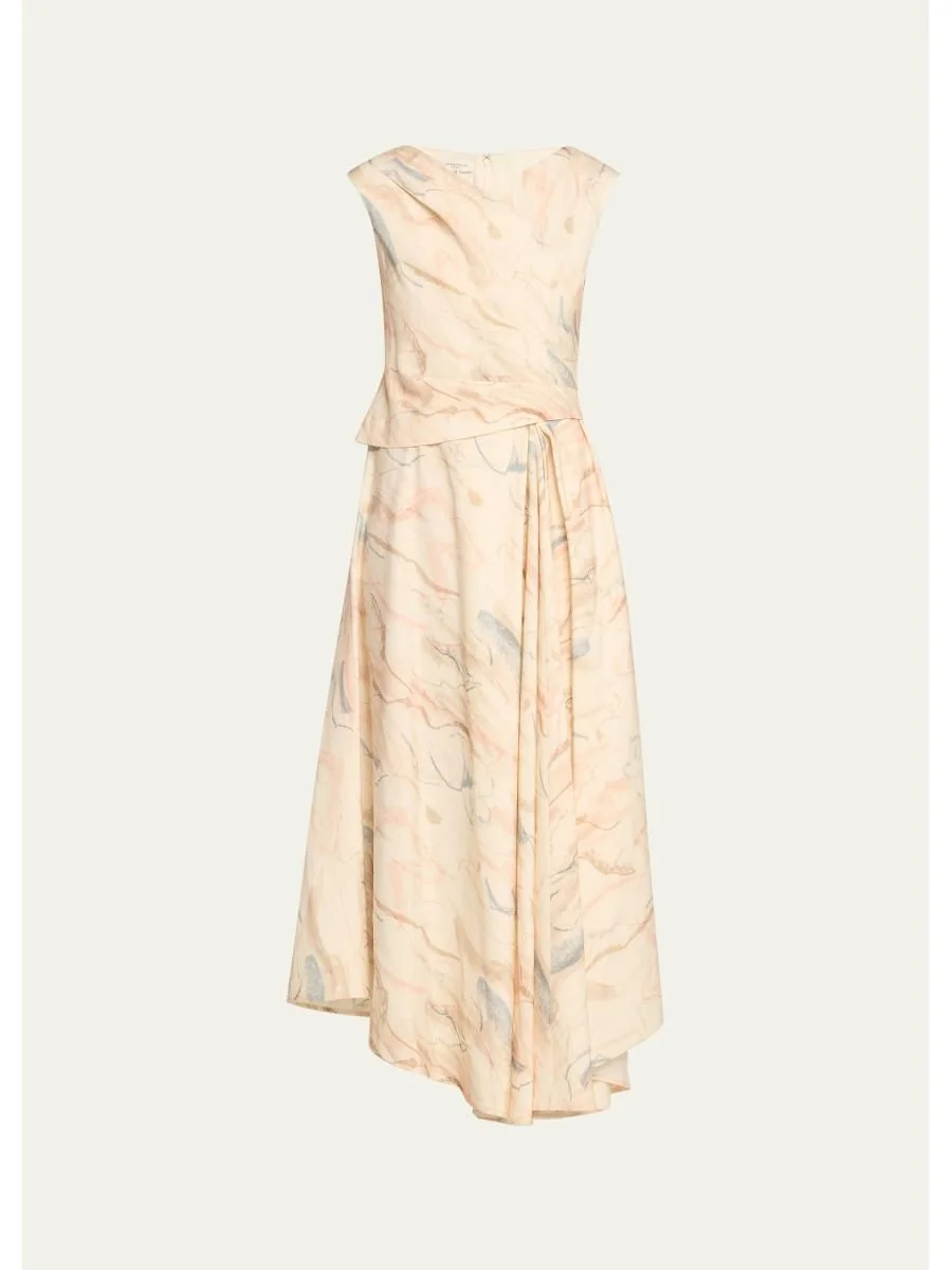 Draped-Front Asymmetric Dress - 1