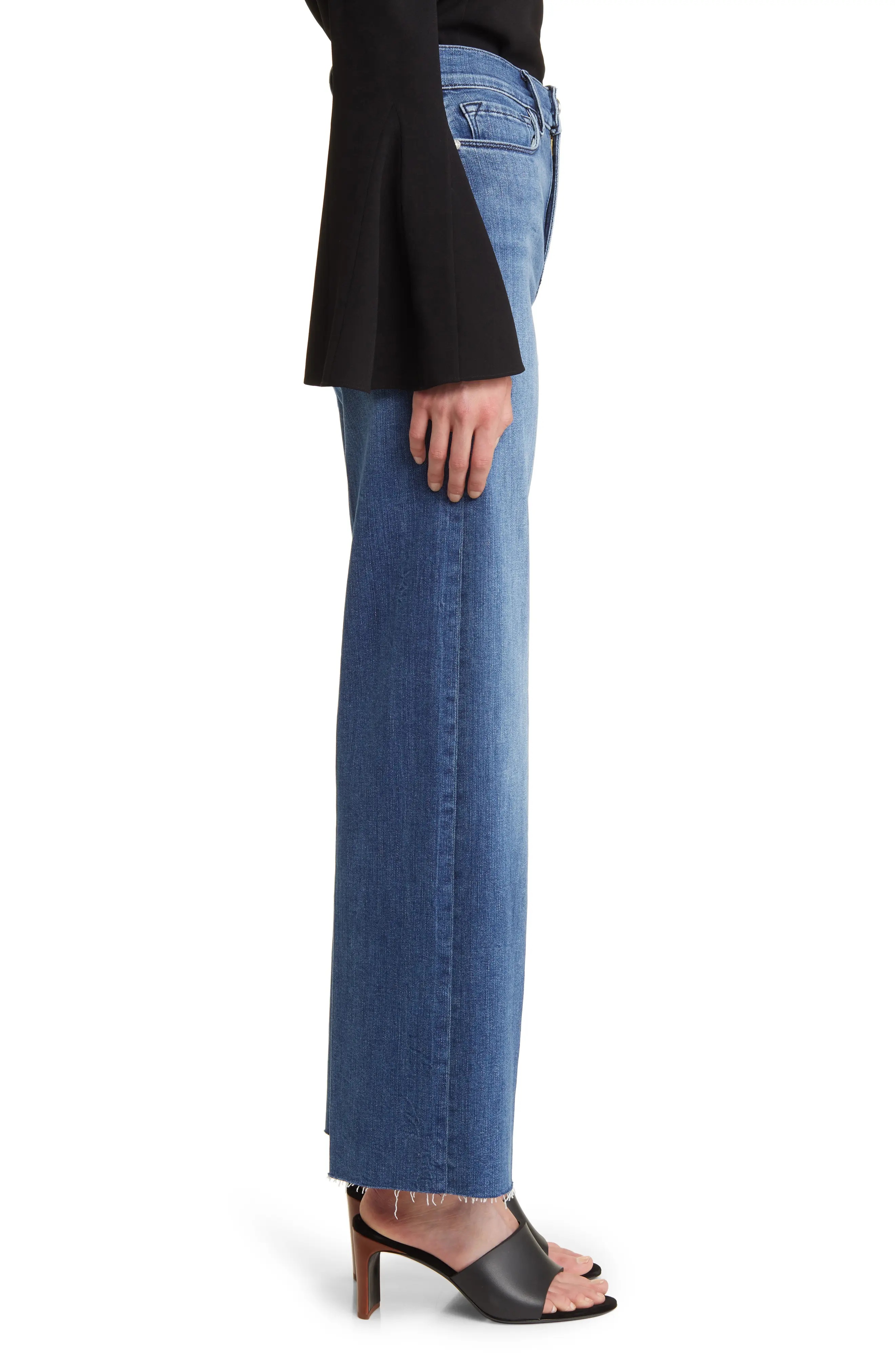 Le Slim Raw Hem Palazzo Jeans - 3