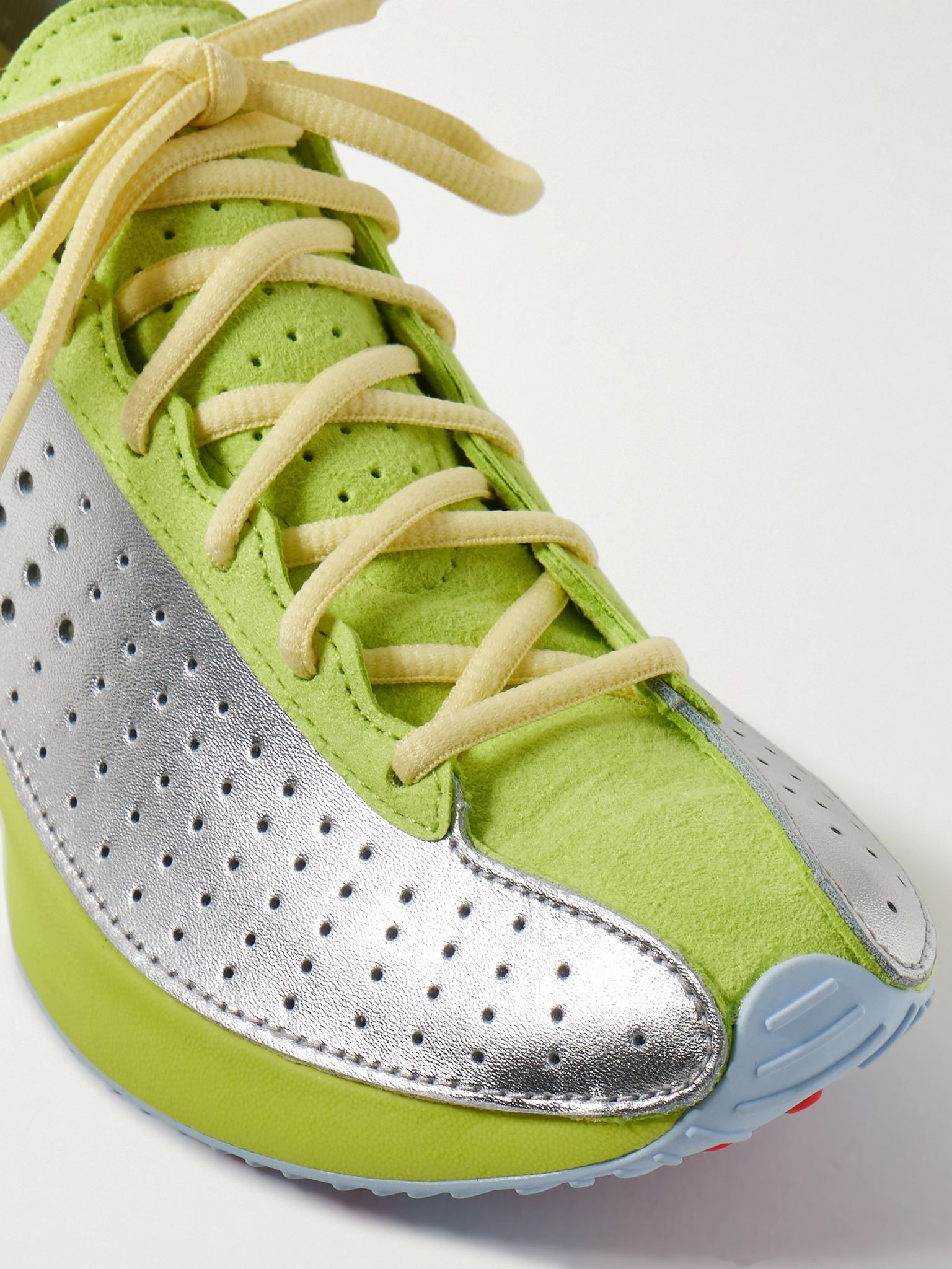 Air Superfly suede and perforated metallic leather sneakers Chartreuse - 4