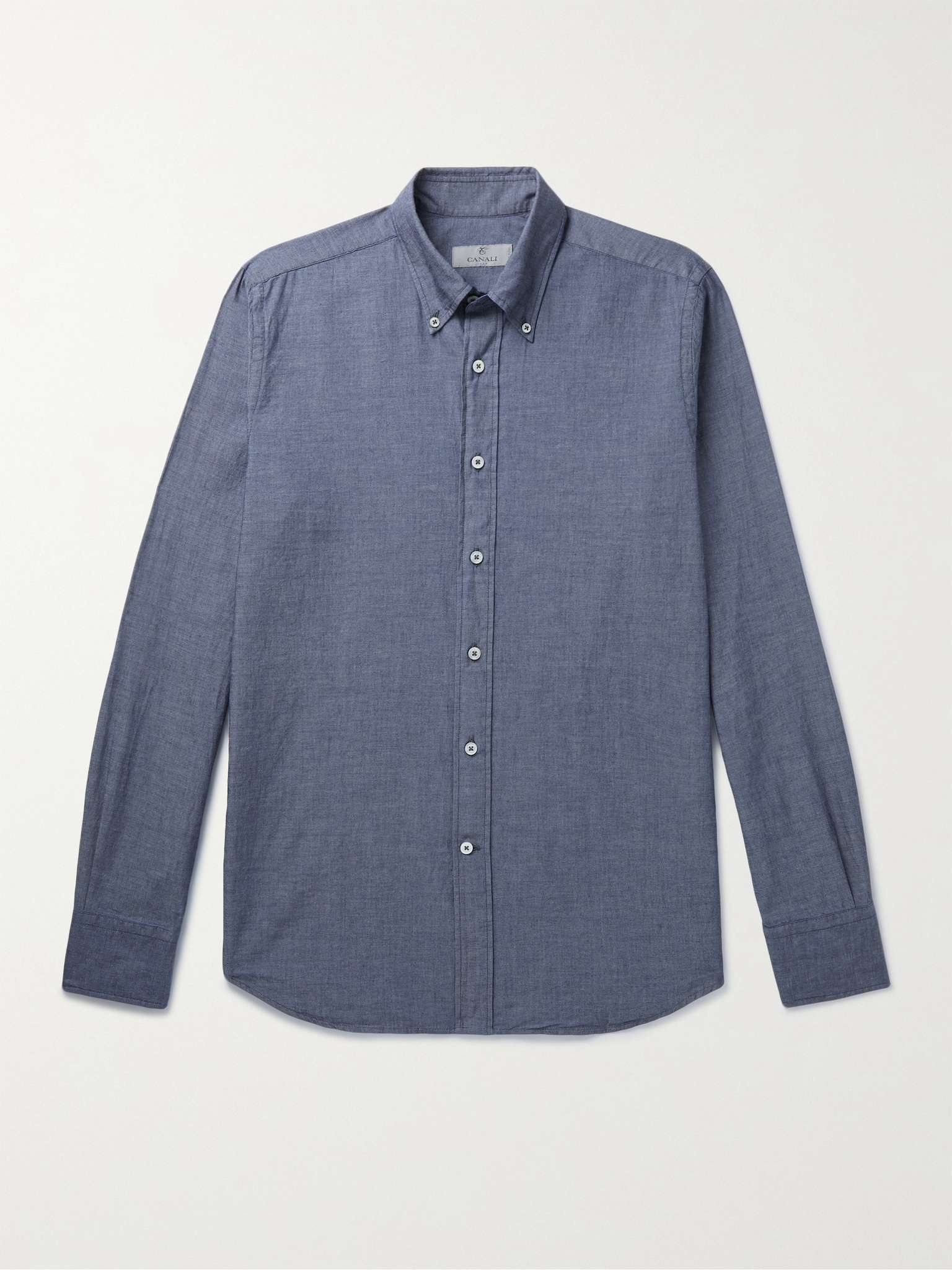 Slim-Fit Button-Down Collar Cotton-Chambray Shirt - 1