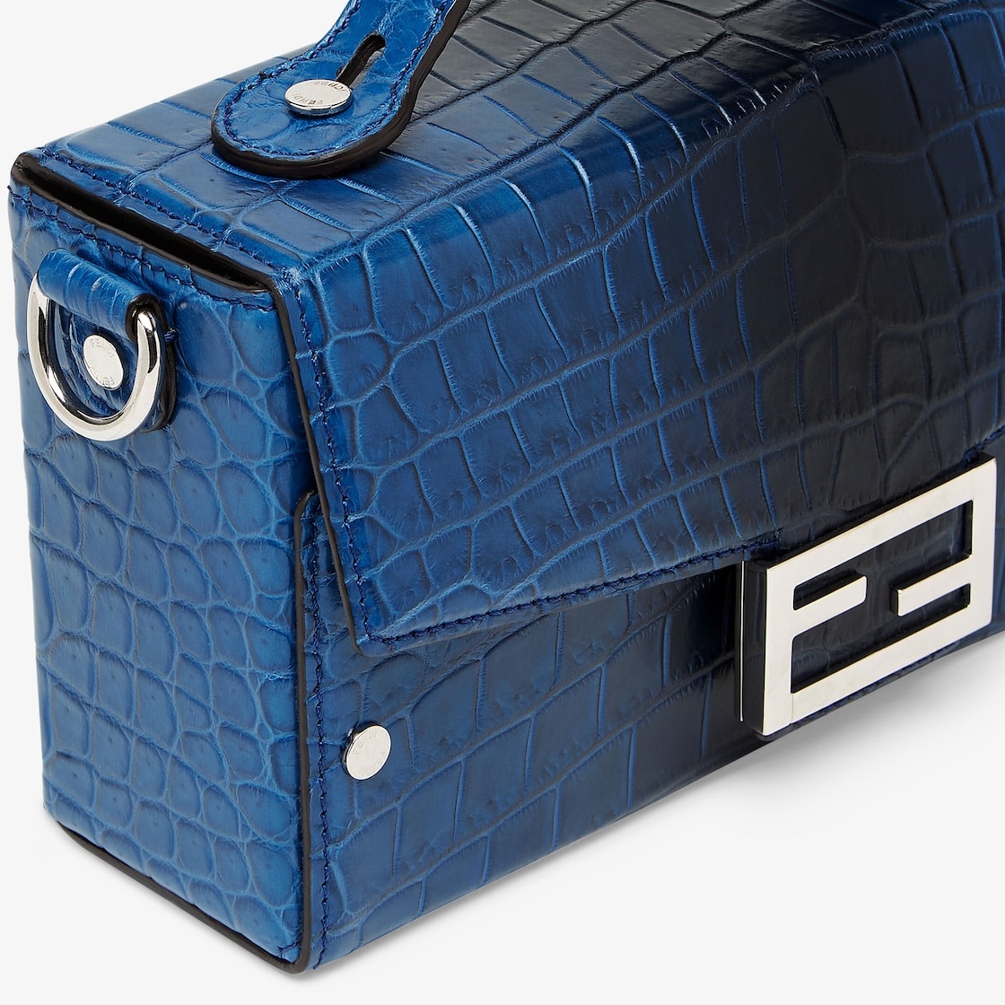 Soft Trunk Baguette bag made of exquisite matte crocodile leather in graduated blue tones. Flap with - 5