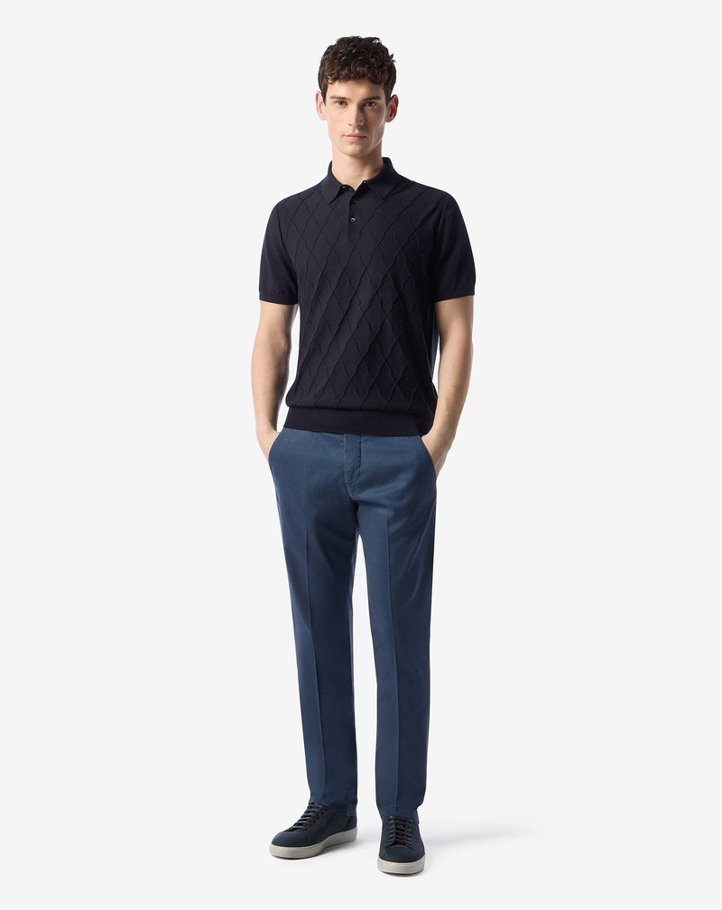 CORNELIANI Blue stretch gabardine chinos outlook