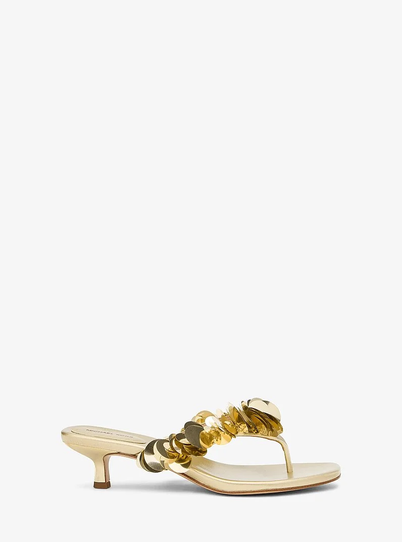 Loretta Sequin Embellished Metallic Sandal - 1
