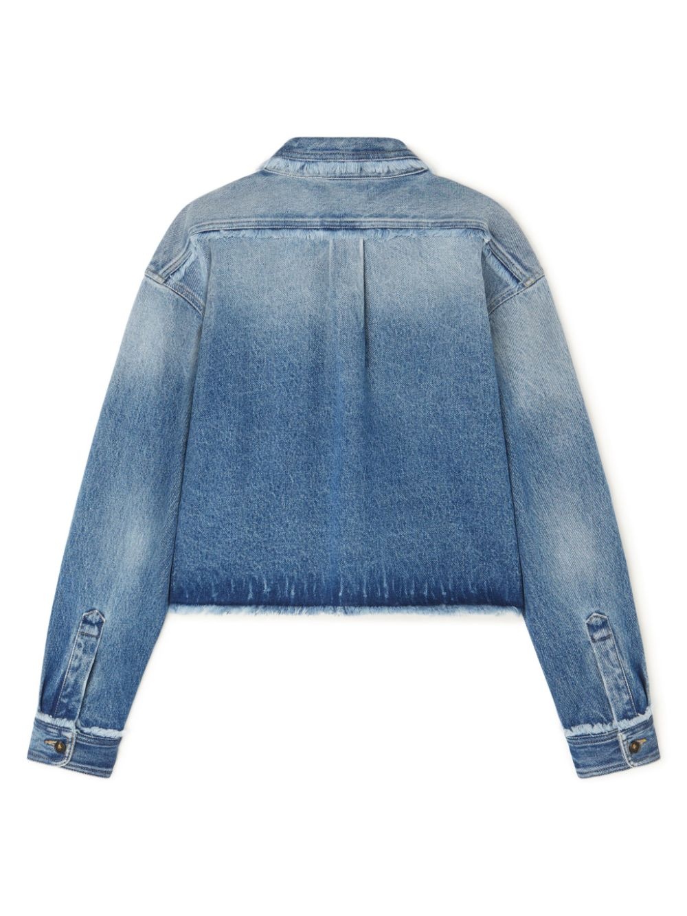 frayed cropped denim jacket - 6