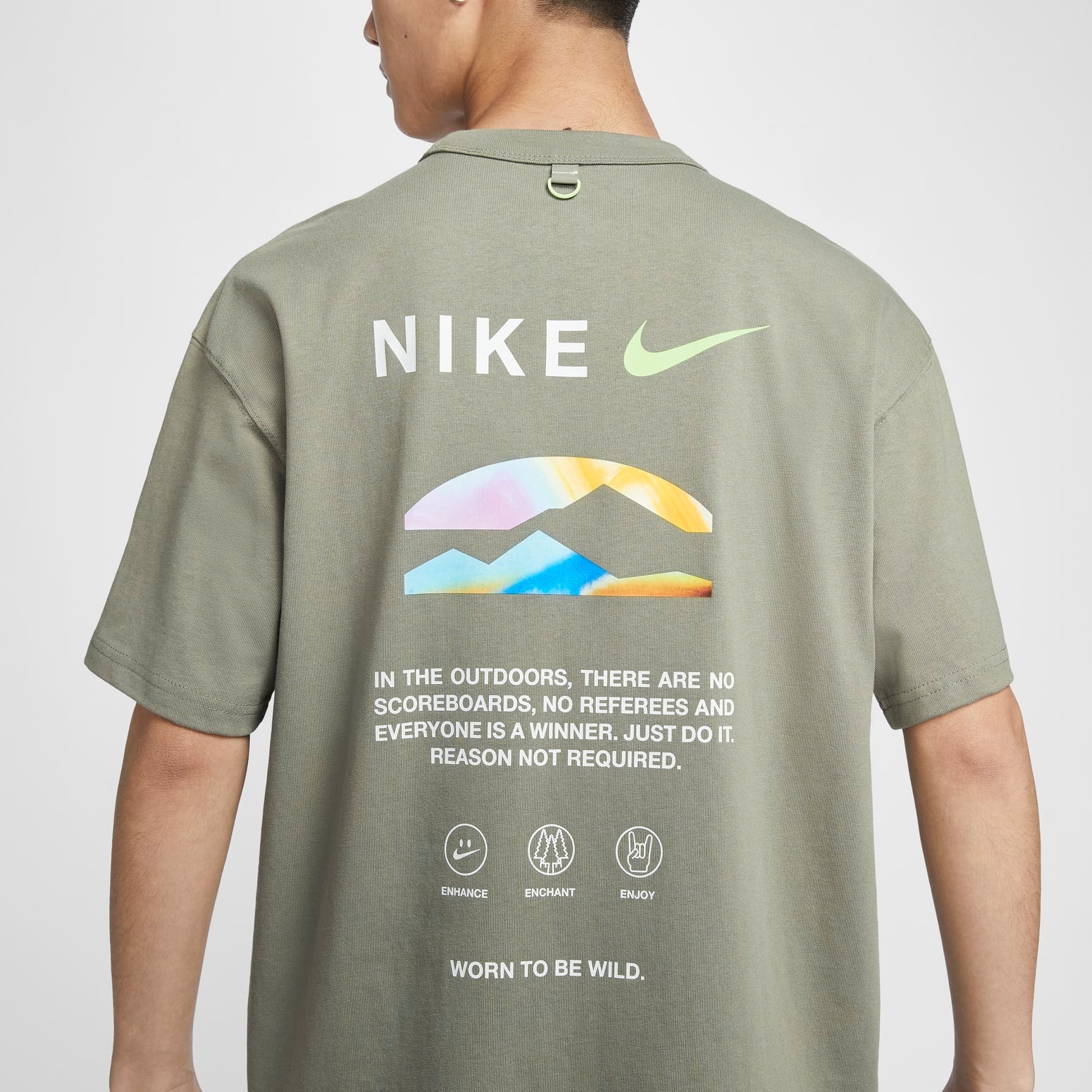 Nike Graphic Print Sports T-Shirt 'Olive Green' HF6172-053 - 3