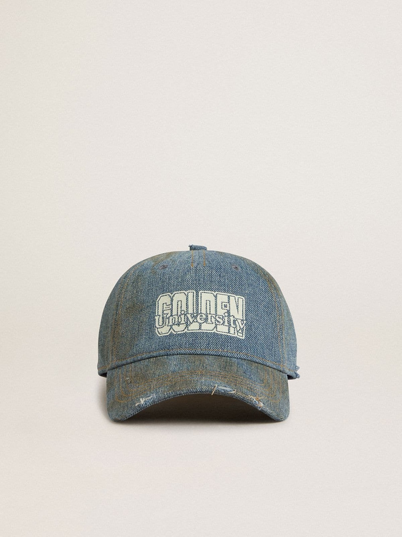 Denim-colored cotton baseball cap with a lived-in finish 1
