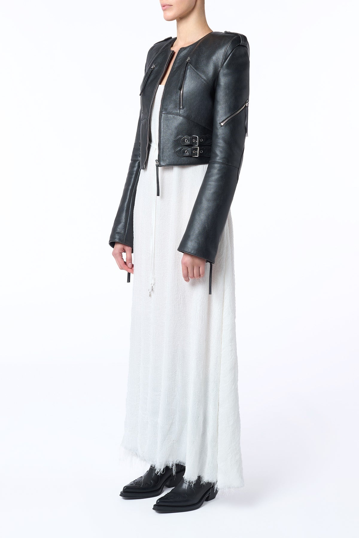 Amir Slip Maxi Dress in Ivory Silk Gauze - 4