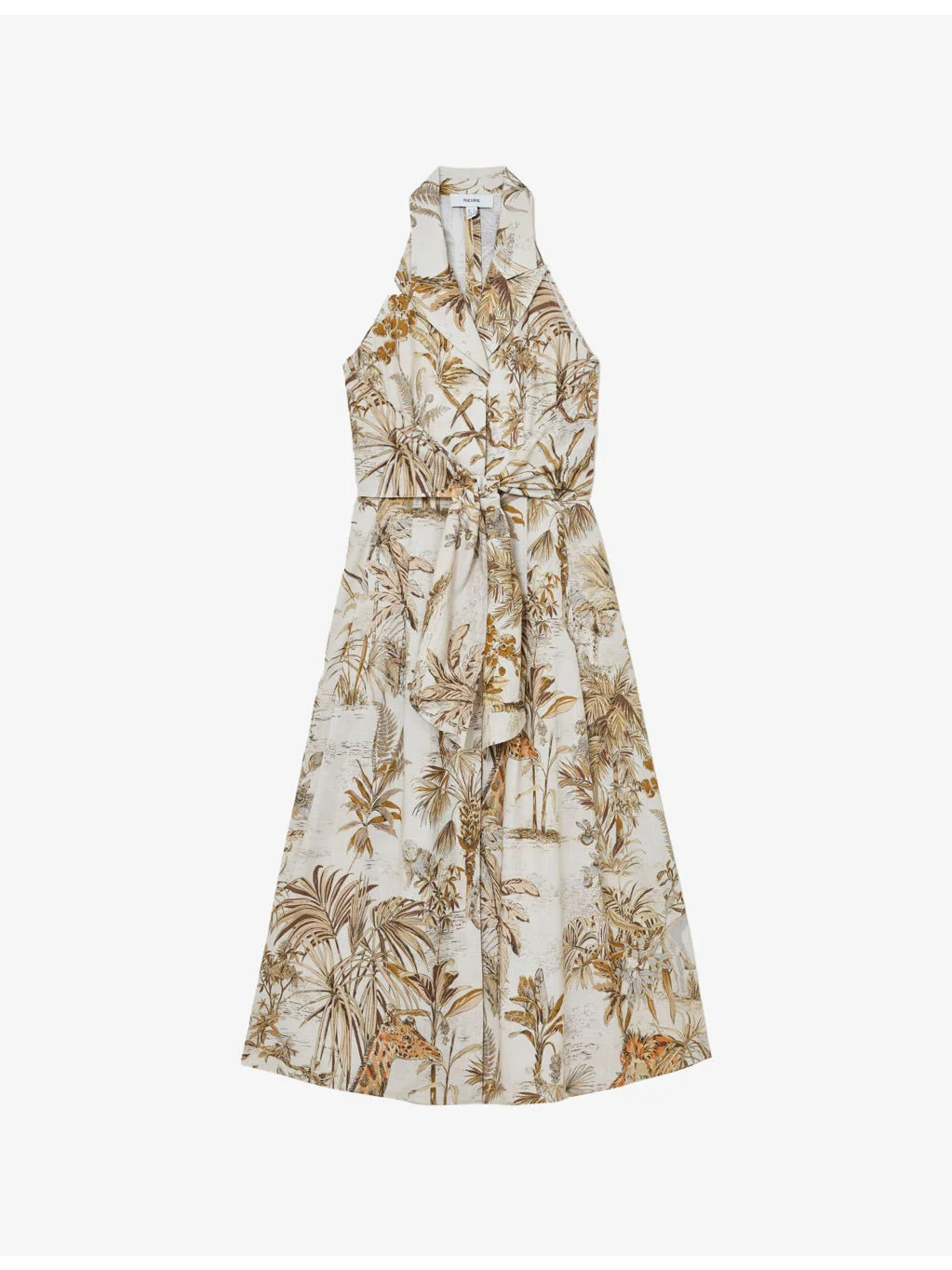 Carla Palm-Print Linen Midi Dress - 1