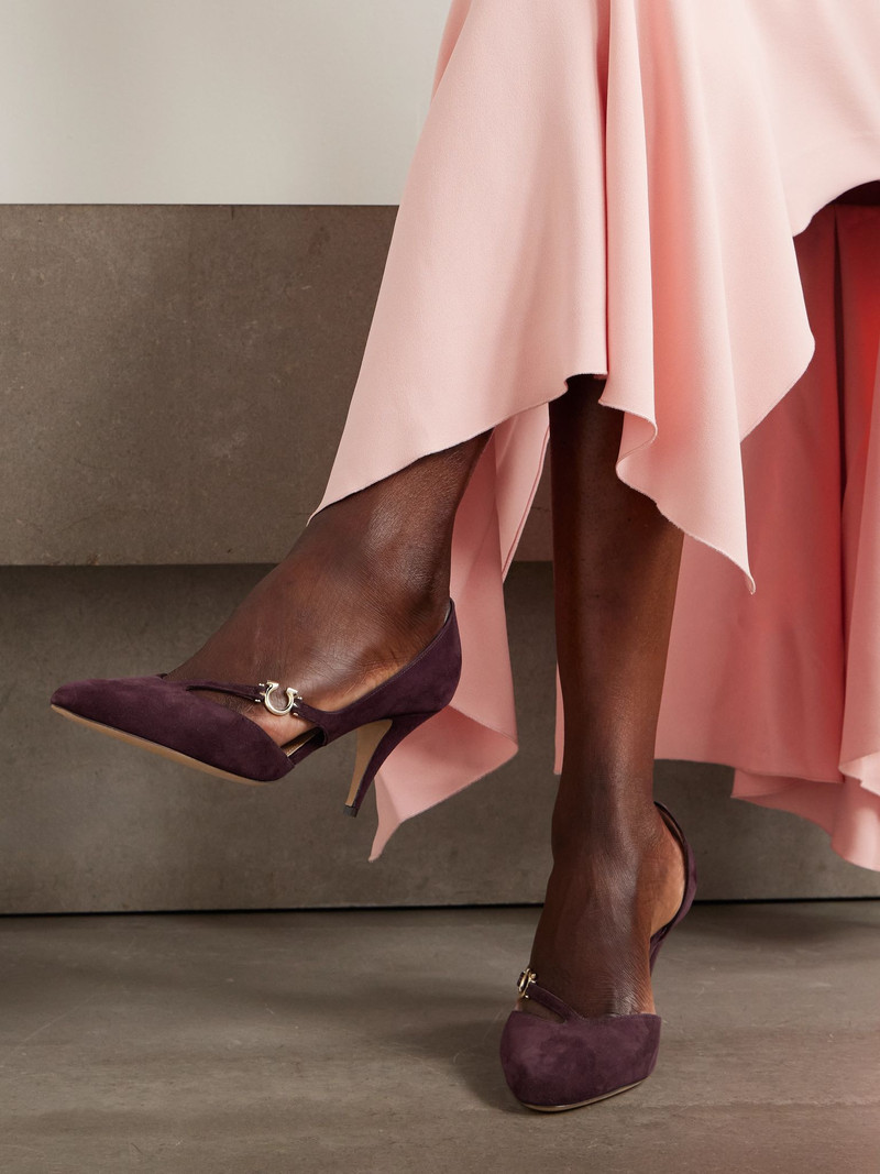 FERRAGAMO Moreen 70 suede pumps Burgundy outlook
