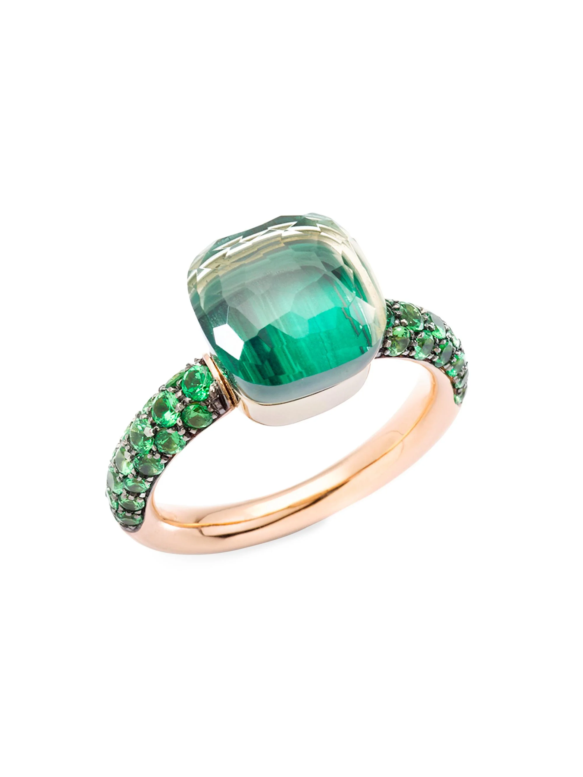 Women's Nudo Classic Petit Two-Tone 18K Gold & Multi-Stone Ring - Green - 1