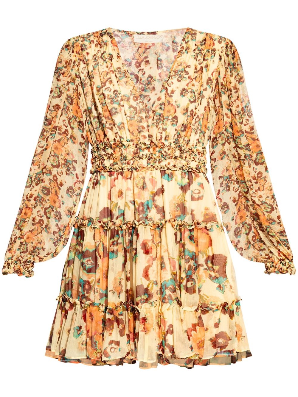 Lya floral-print silk mini dress - 1