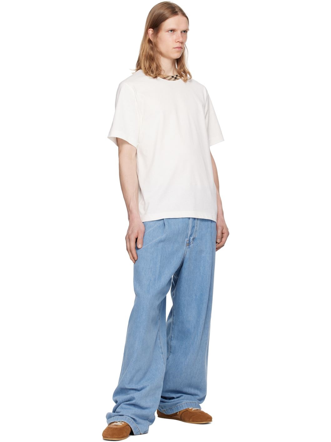 Off-White Check Trim Cotton T-shirt - 4