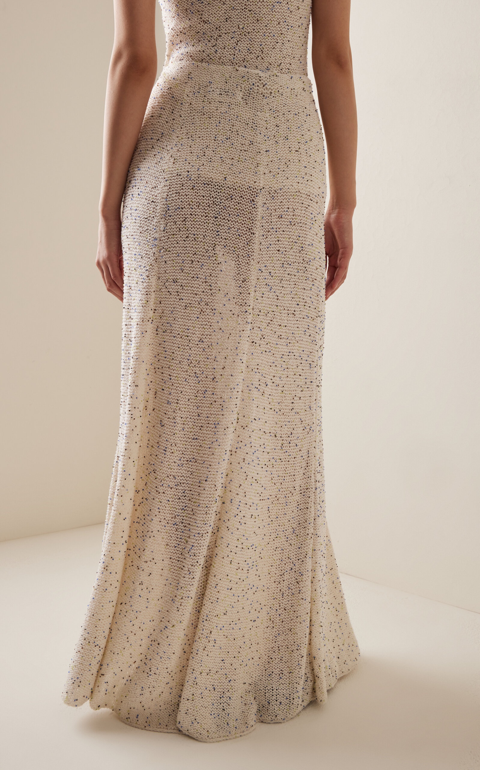 Floris Beaded Knit Silk Maxi Skirt ivory - 4