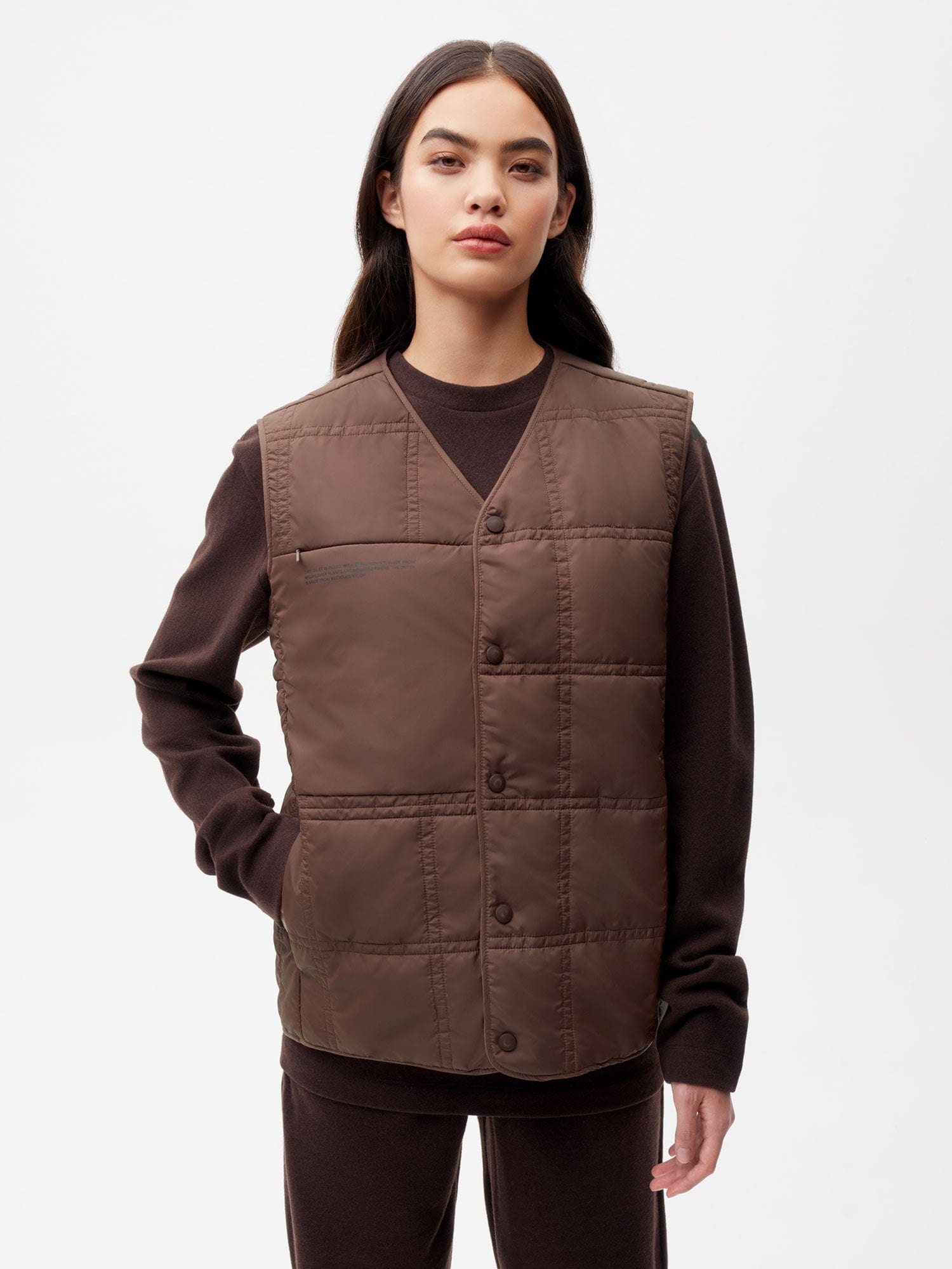 Womens Flower-Warmth Quilted Gilet - Chestnut Brown - 2