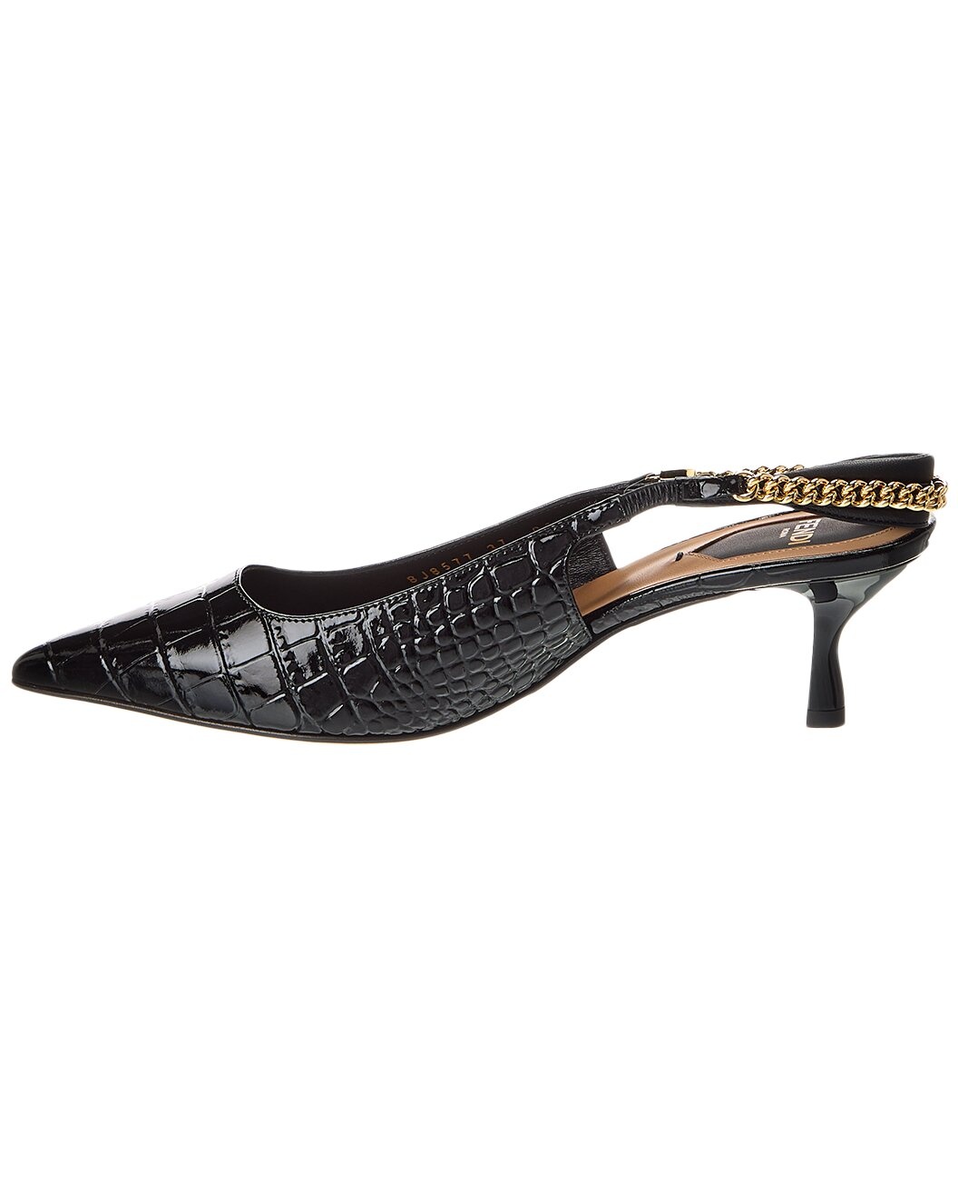 FENDI Colibri Lite Croc-Embossed Patent Slingback Pump - 2