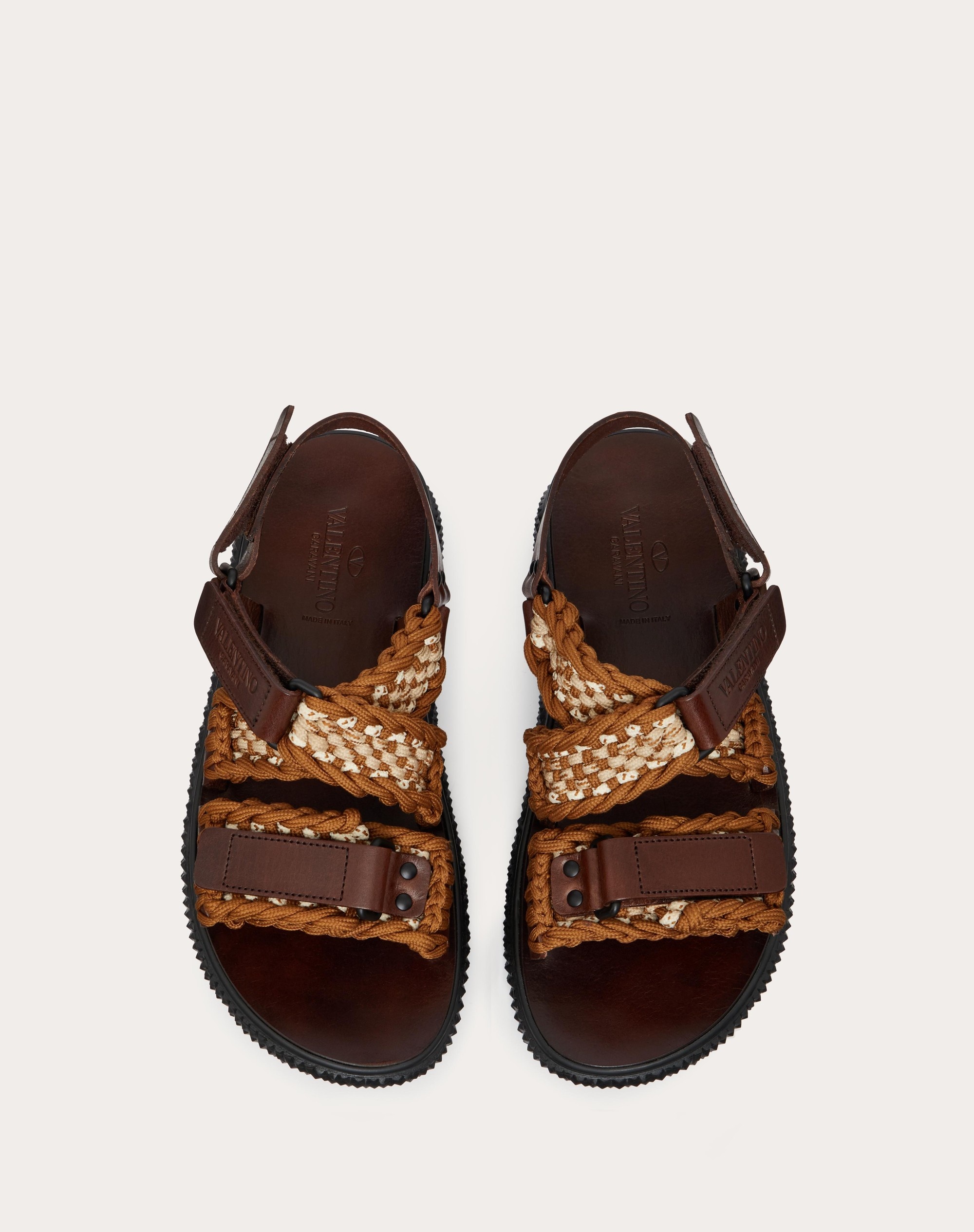 VALENTINO GARAVANI CROCHET SANDAL IN FABRIC AND LEATHER - 4