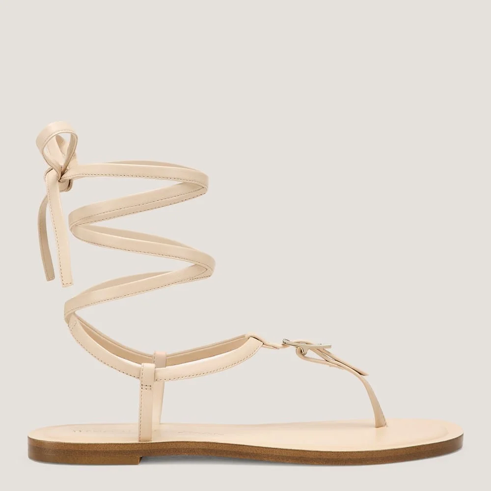 Georgie Leather Ankle-Wrap 플랫 샌들 - 1