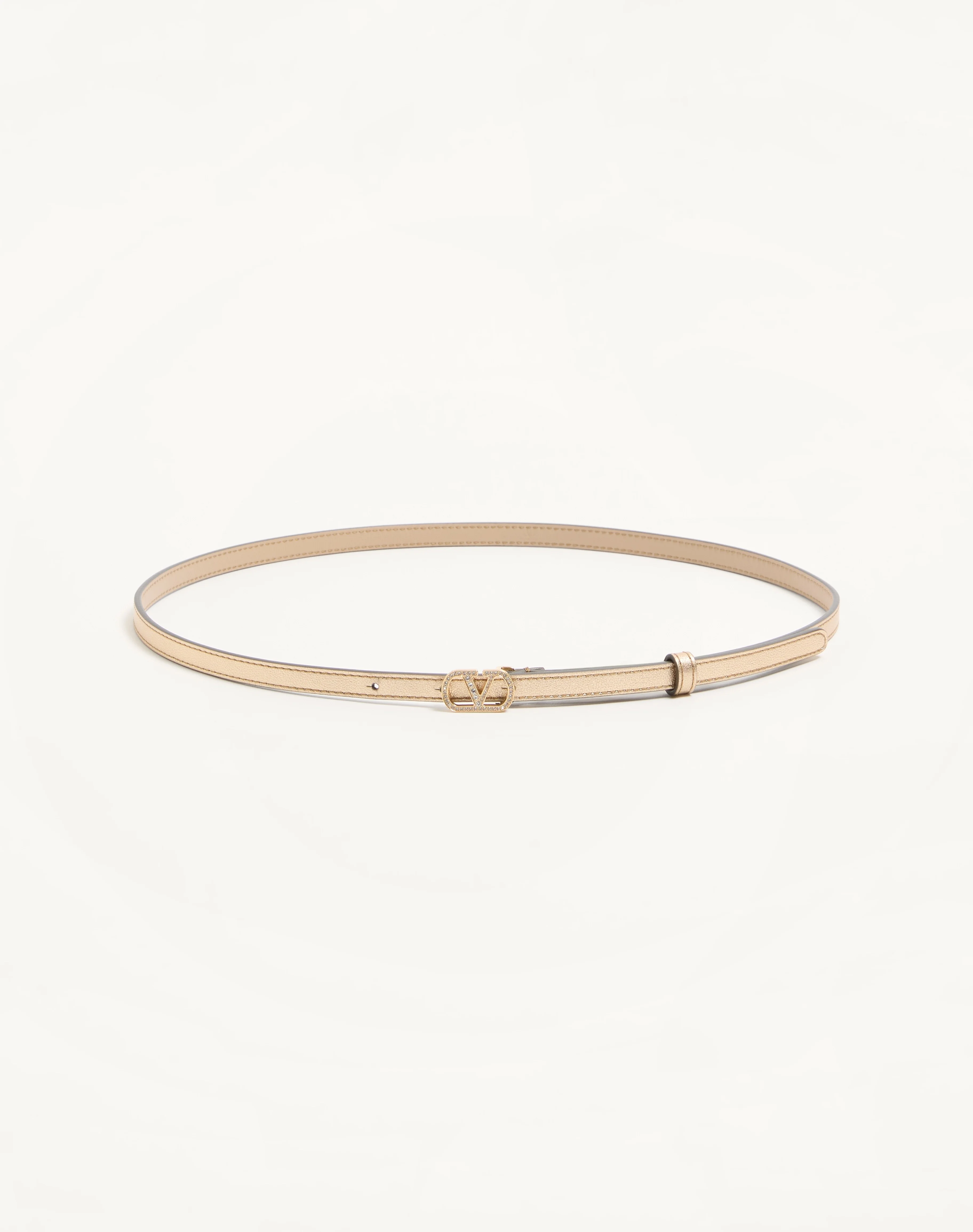 VLOGO SIGNATURE BELT IN LAMINATED CALFSKIN WITH CRYSTALS 10 MM - 1