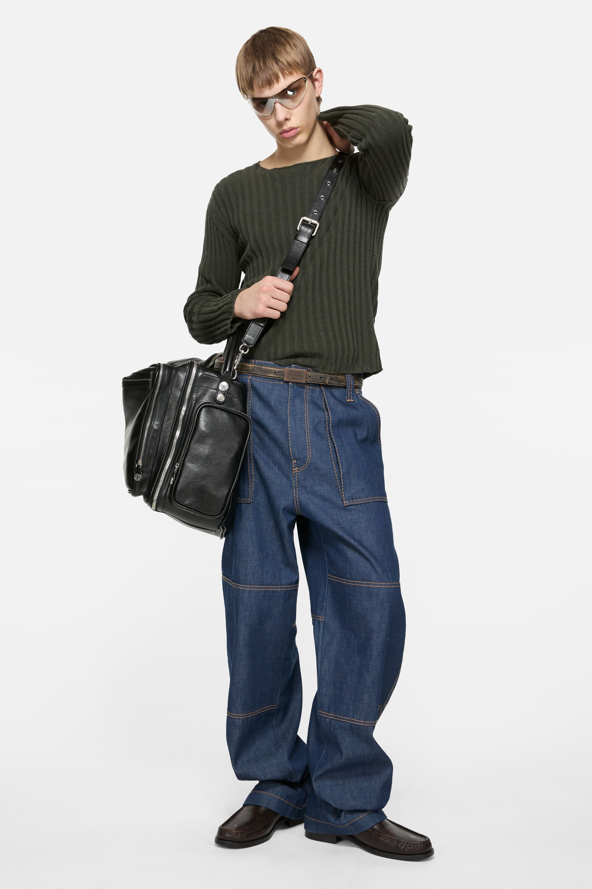 Ribbed crewneck knit - Vintage green - 2