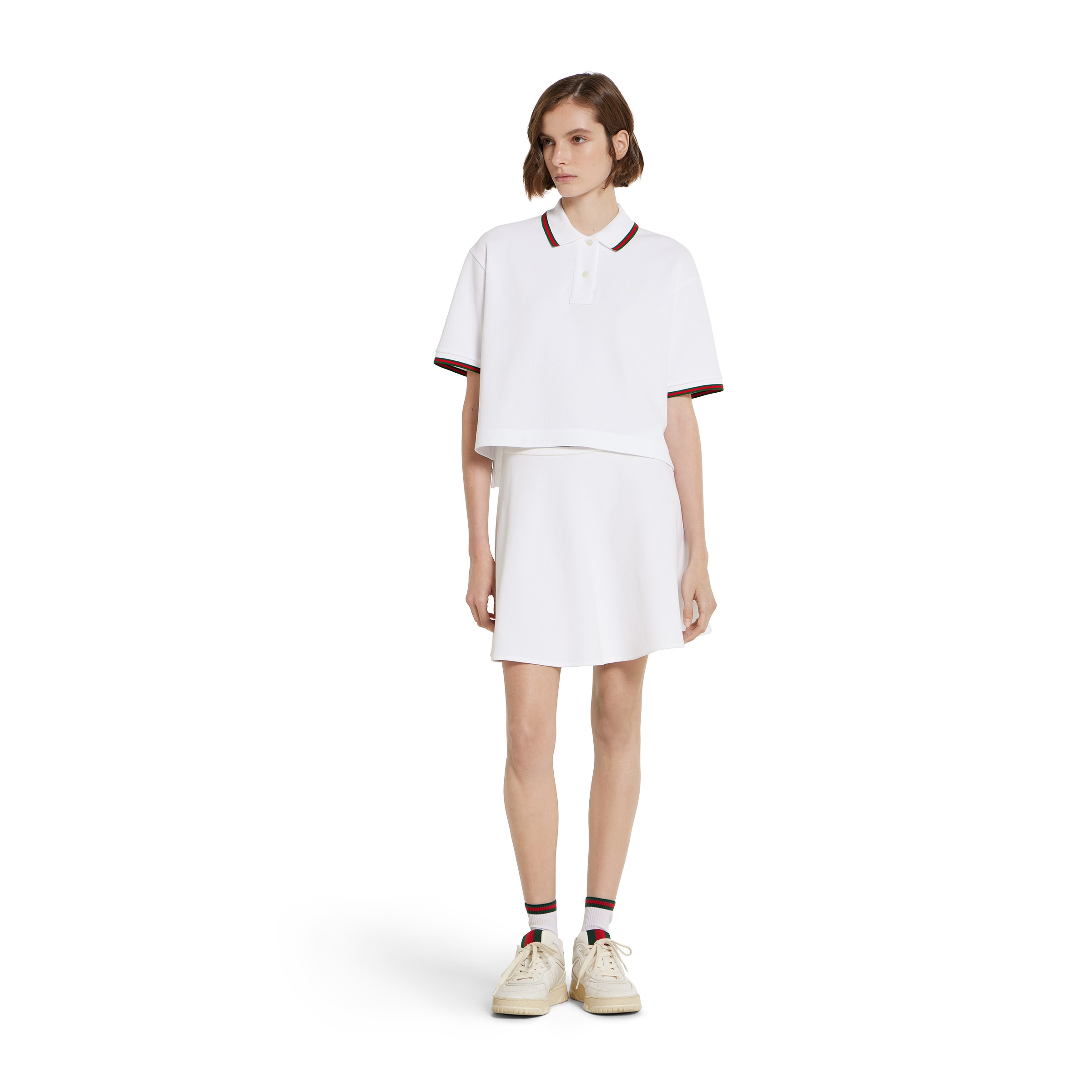 Cotton piquet skirt with Web - 2