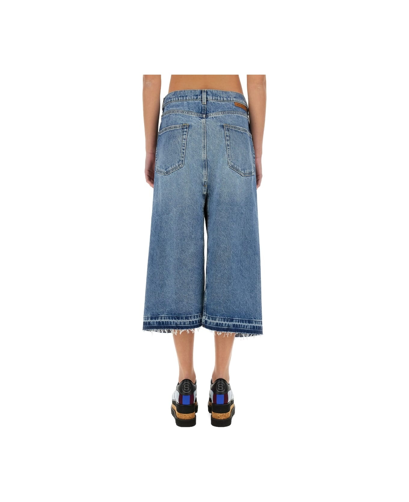 Denim Skirt With Contrasting Panel - 3