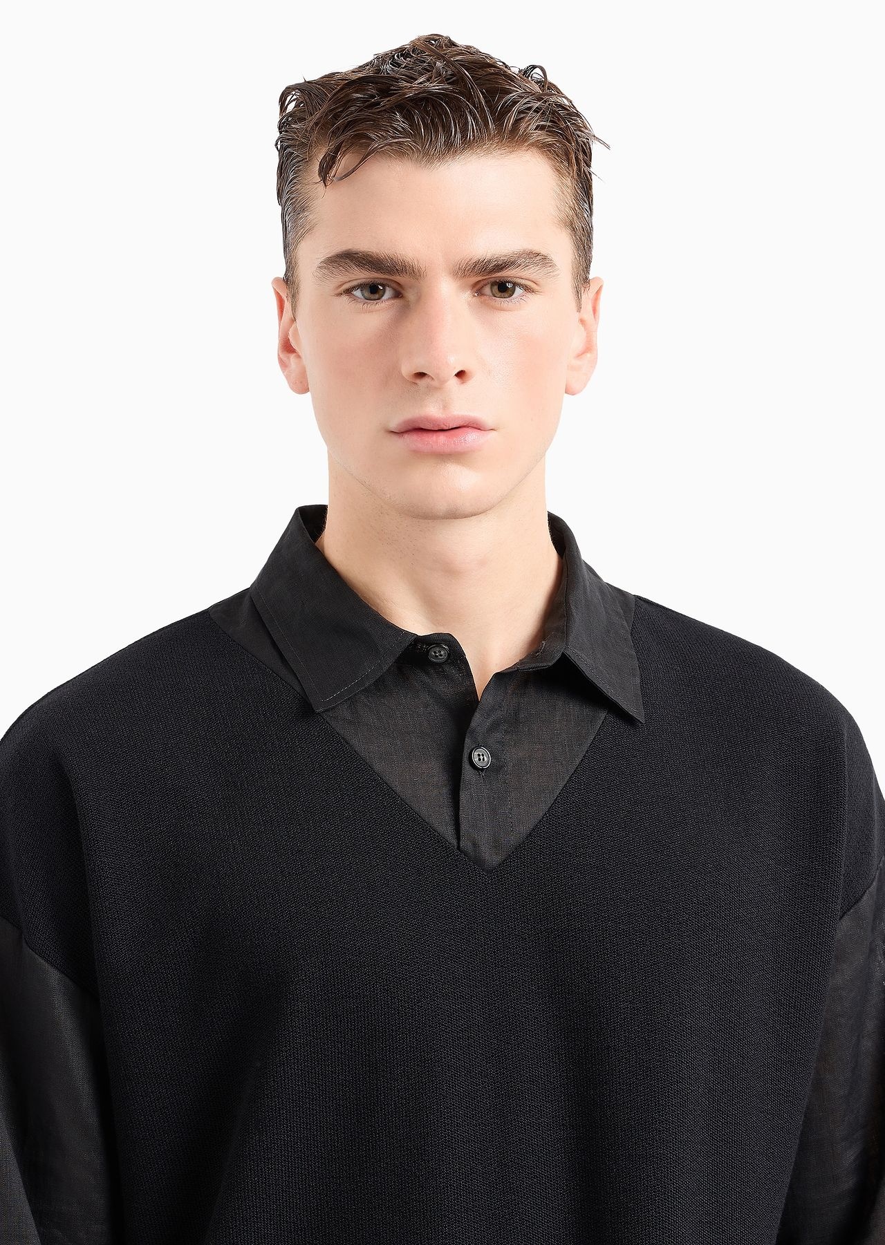 Long-sleeved, cotton and wool polo shirt - 5