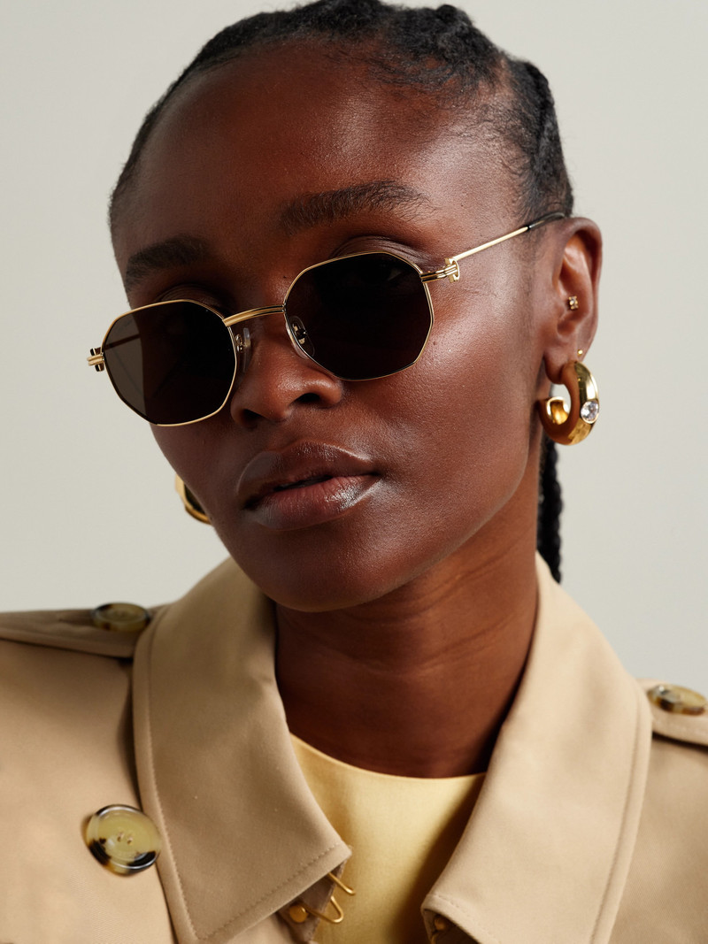 Cartier Hexagon-frame Gold-tone Sunglasses outlook