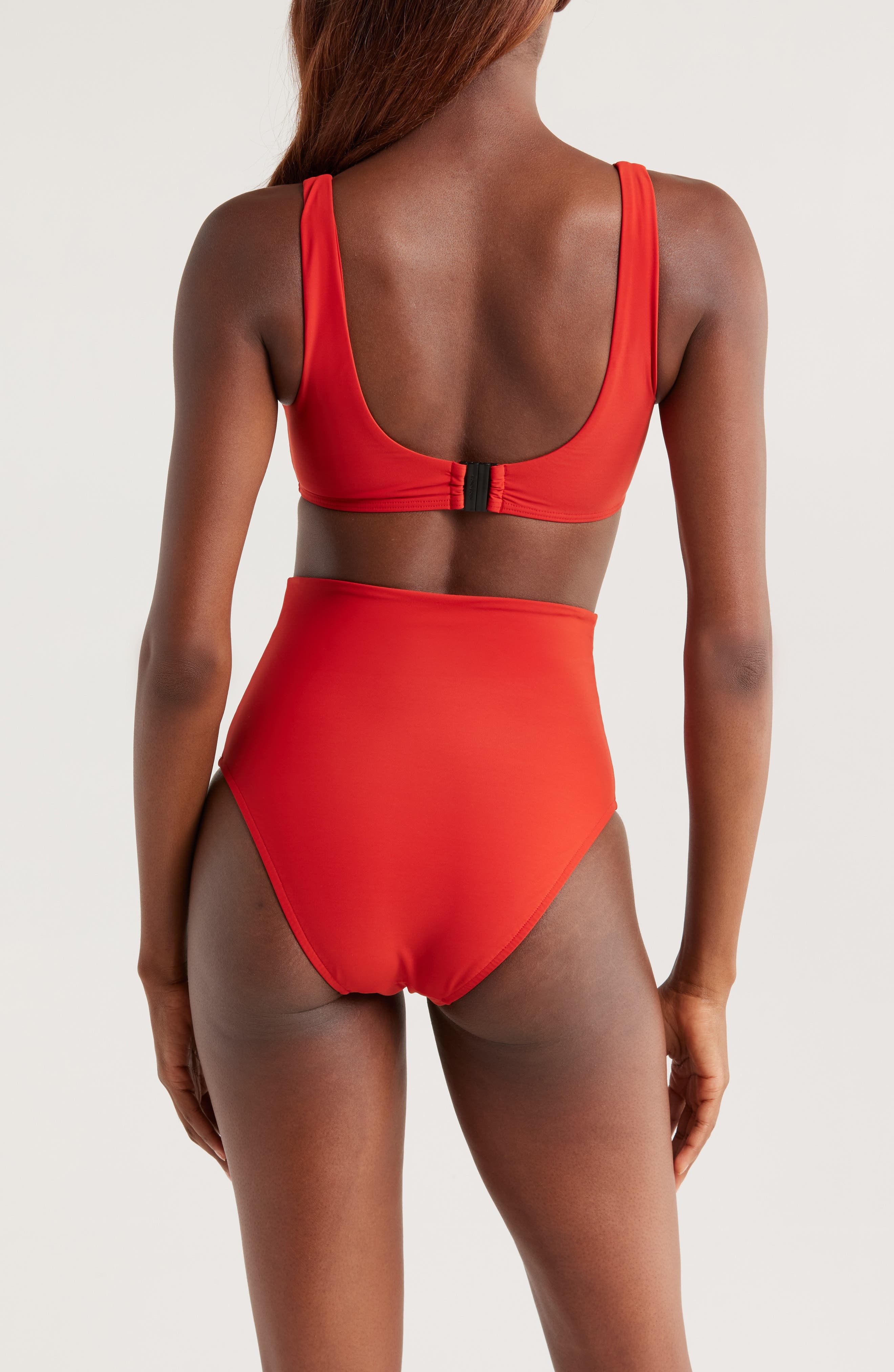 BONDI BORN Faith High Waist Bikini Bottoms in Rosso at Nordstrom - 8