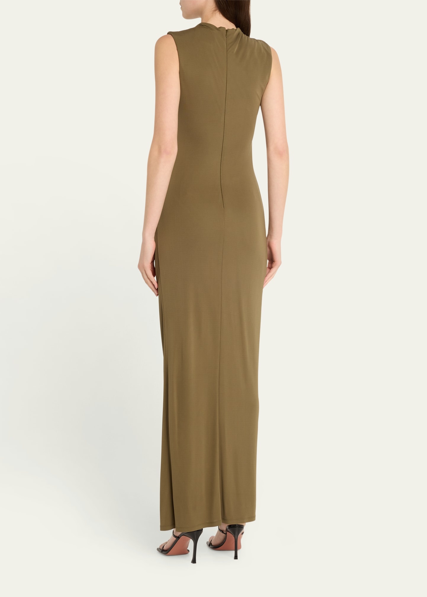 Sleeveless Viscose Knit Maxi Dress with Buckle - 3