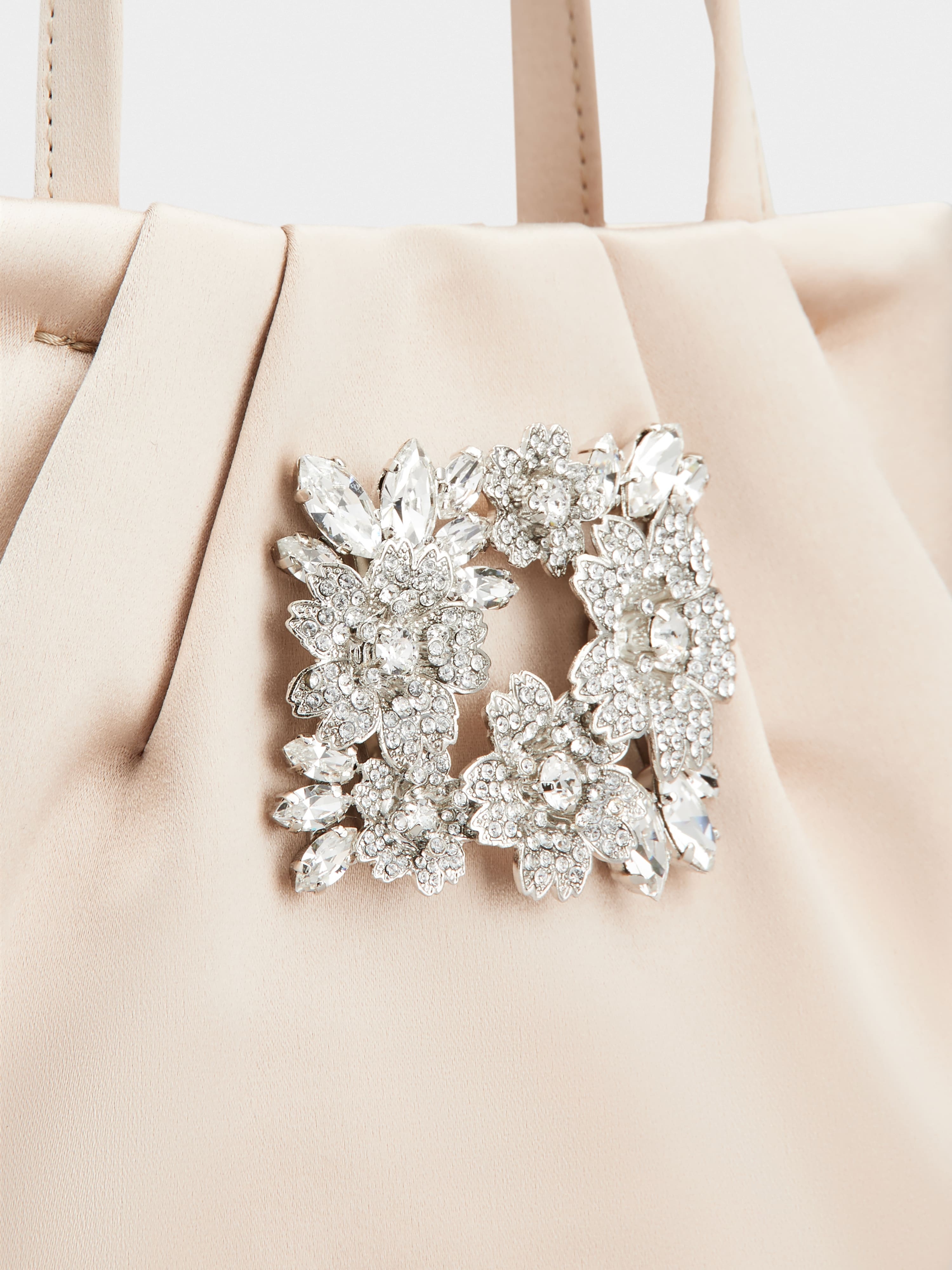 Drapé Pocket Bouquet Strass Buckle Micro Bag in Satin - 6