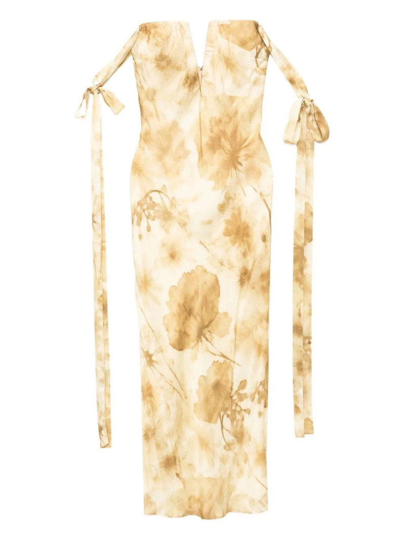 floral-print plunging gown 1