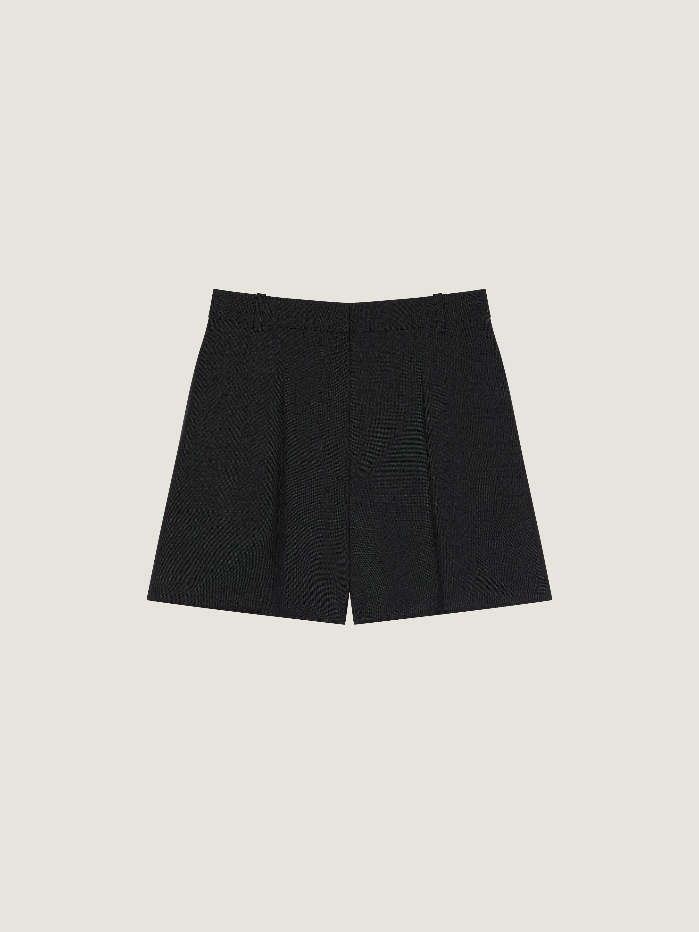 PLEATED BACK SHORTS IN WOOL AND MOHAIR - 1