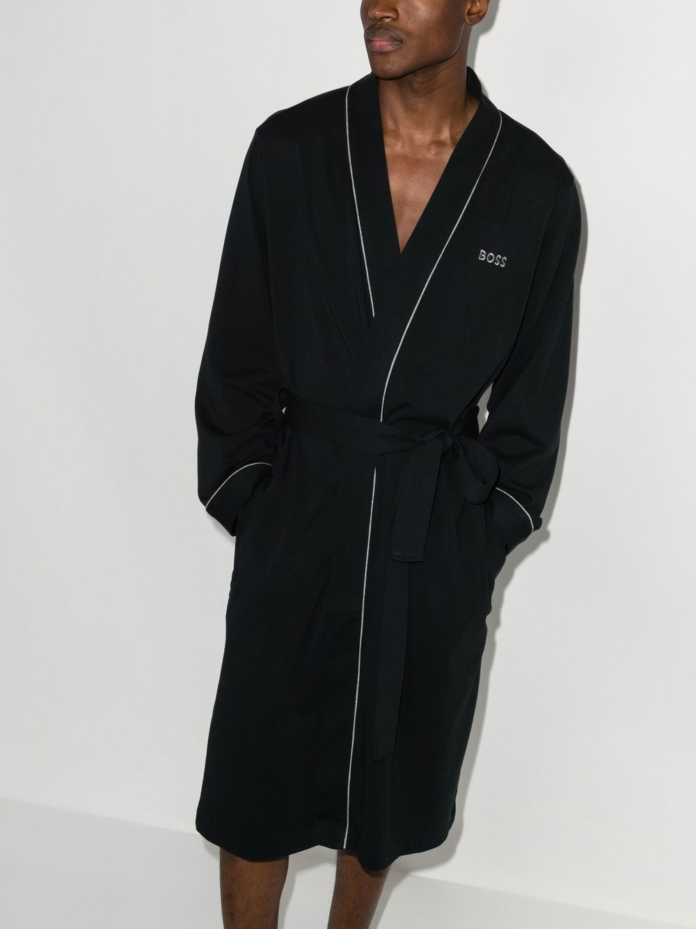 embroidered-logo lounge robe - 2