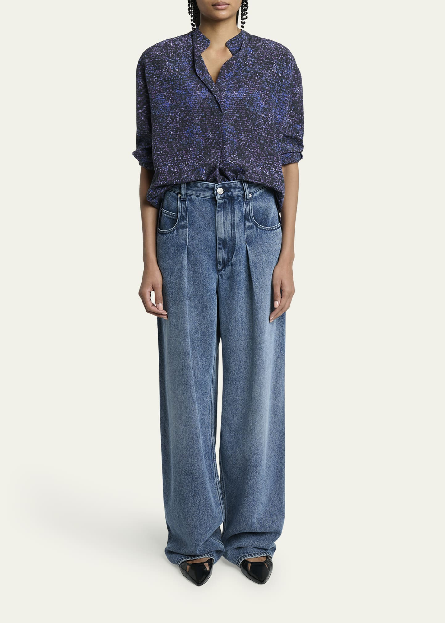 Sima Mosaic Stretch Silk Top - 2