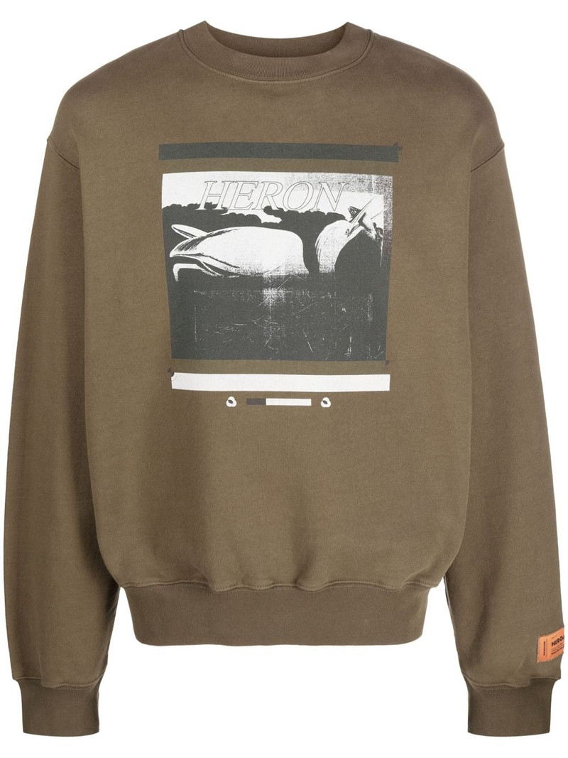 logo-patch bird-print cotton sweatshirt 1